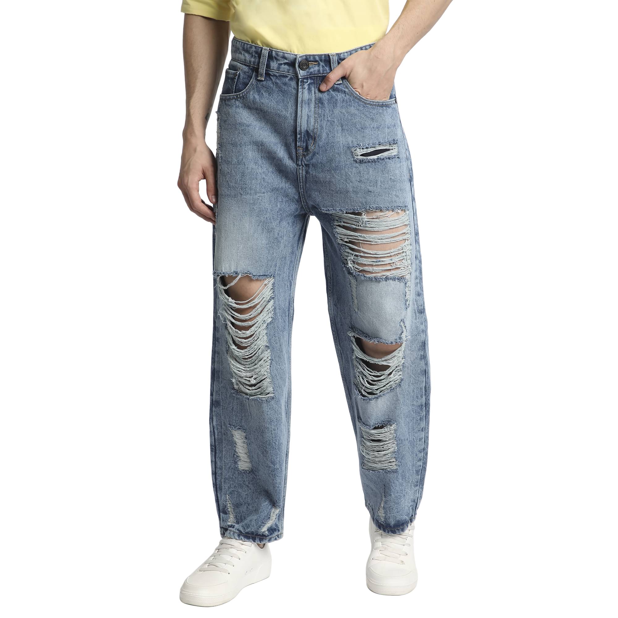 Bene Kleed Men Highly Distressed Heavy Fade Baggy Jeans Bene Kleed Men Highly Distressed Heavy Fade Baggy Jeans