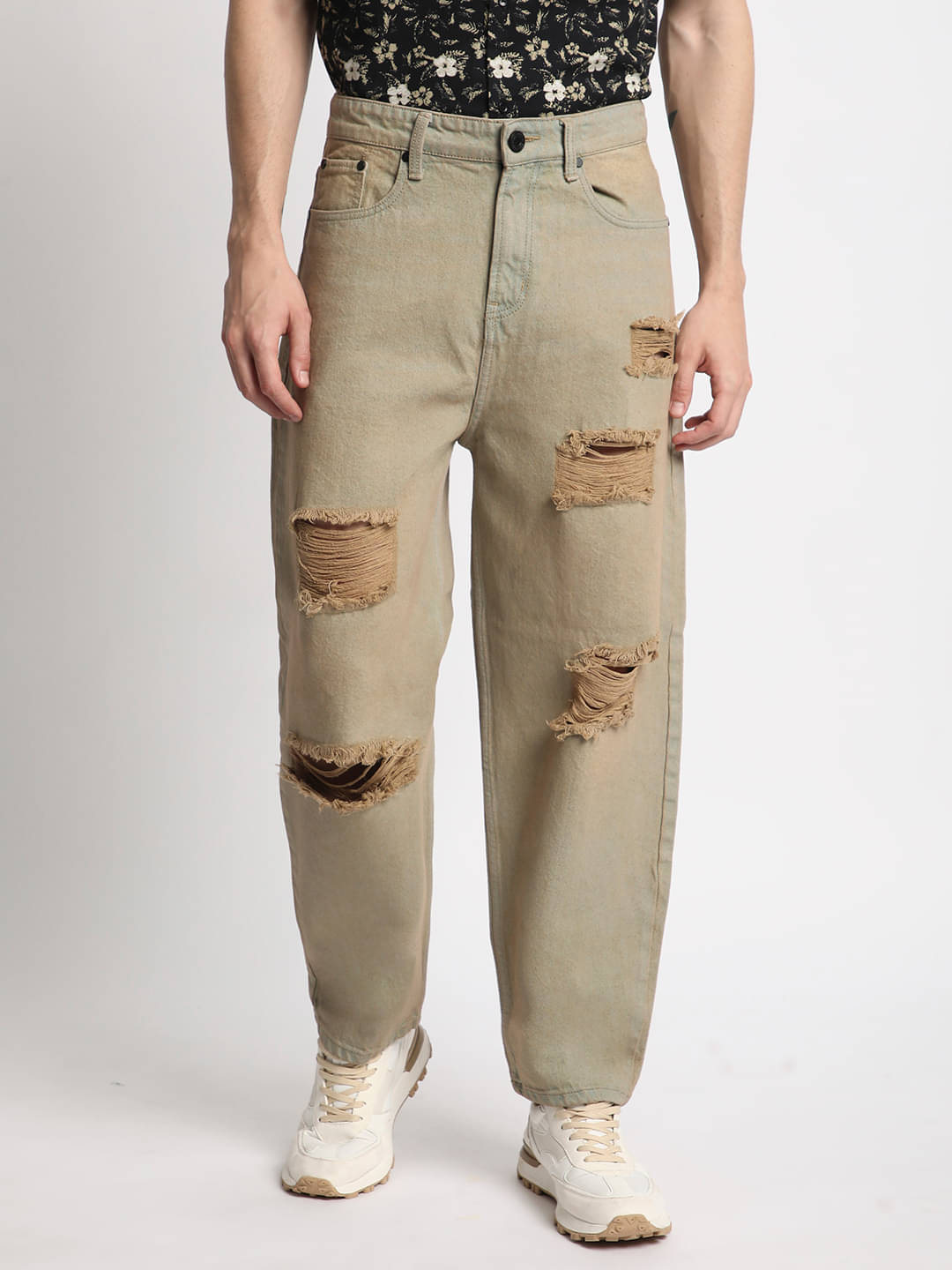 Bene Kleed Regular Fit Distressed Men's Jeans - Khaki ( Pack of 1 ) Bene Kleed Regular Fit Distressed Men's Jeans - Khaki ( Pack of 1 )