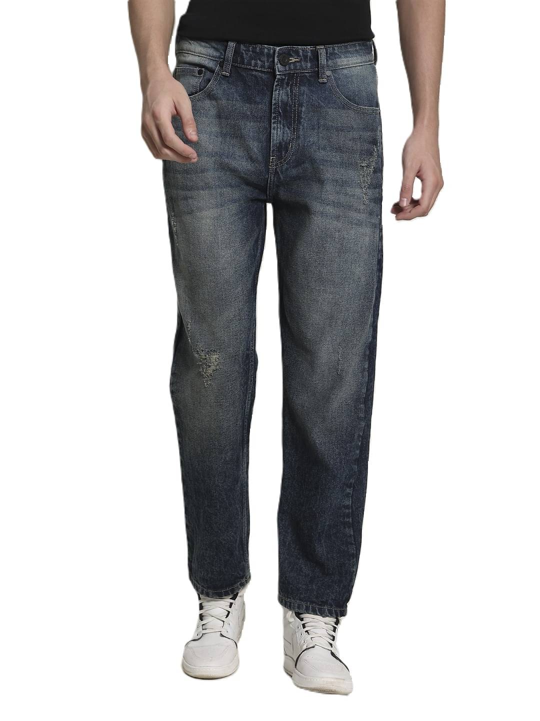 Bene Kleed Men Pure Cotton Slightly Distressed Light Faded Relaxed Fit Jeans     			Bene Kleed Men Pure Cotton Slightly Distressed Light Faded Relaxed Fit Jeans