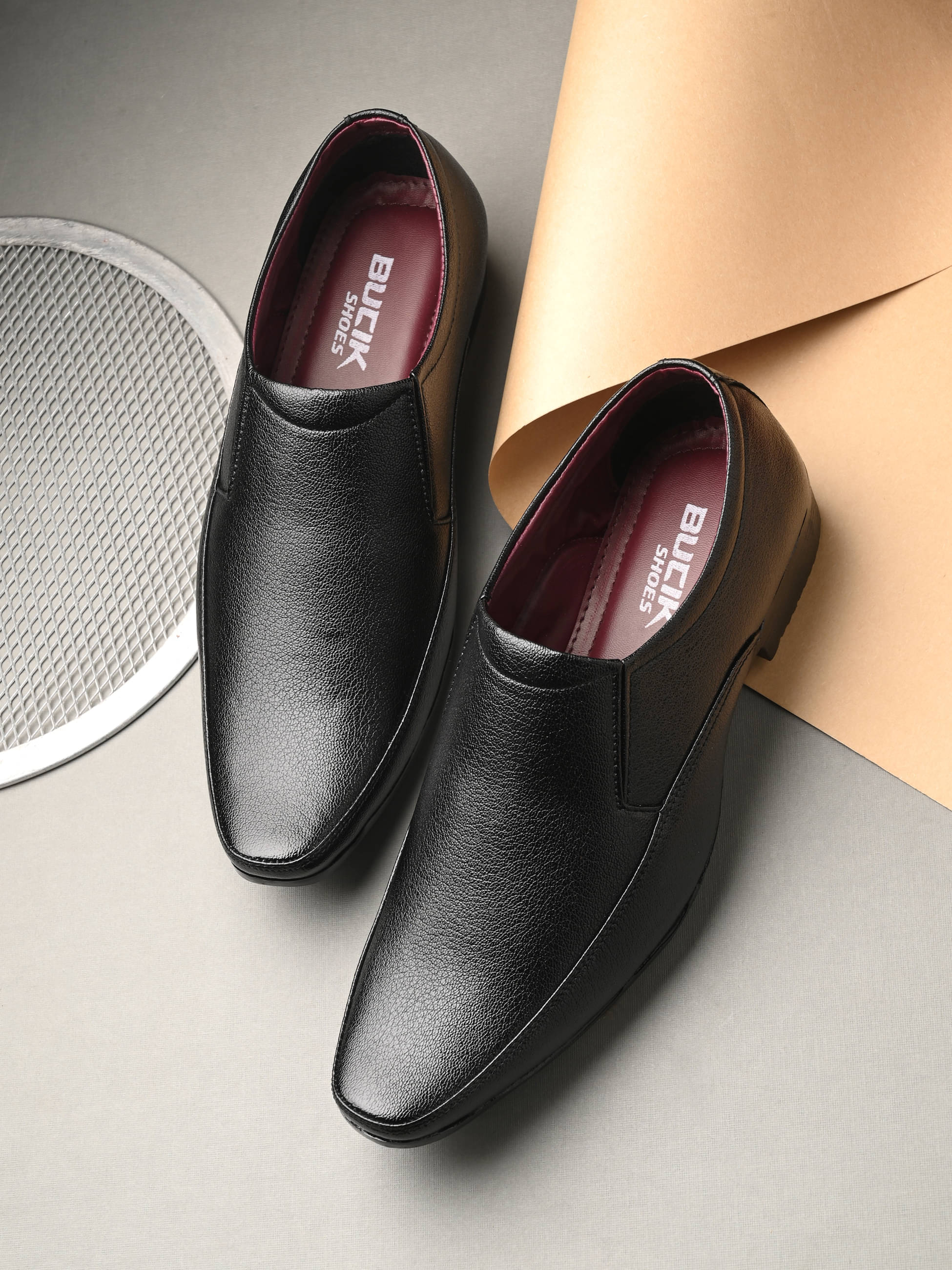     			Bucik Black Men's Slip On Formal Shoes