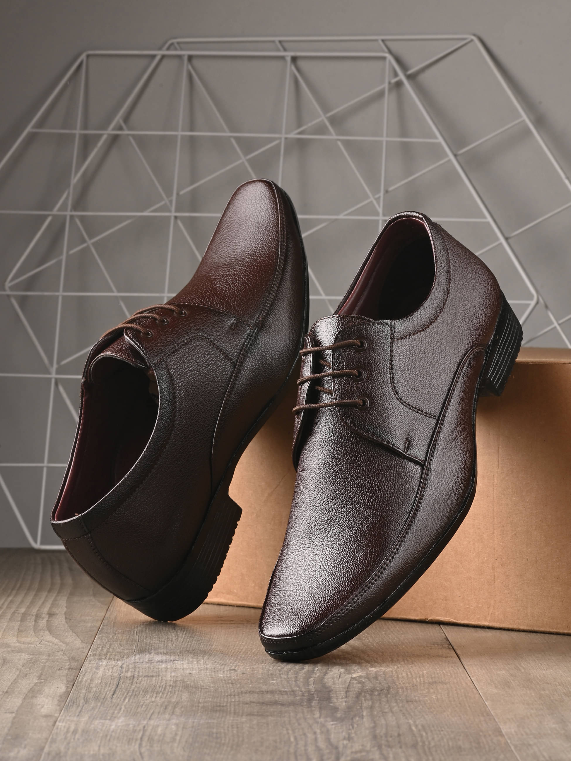    			Bucik Brown Men's Derby Formal Shoes