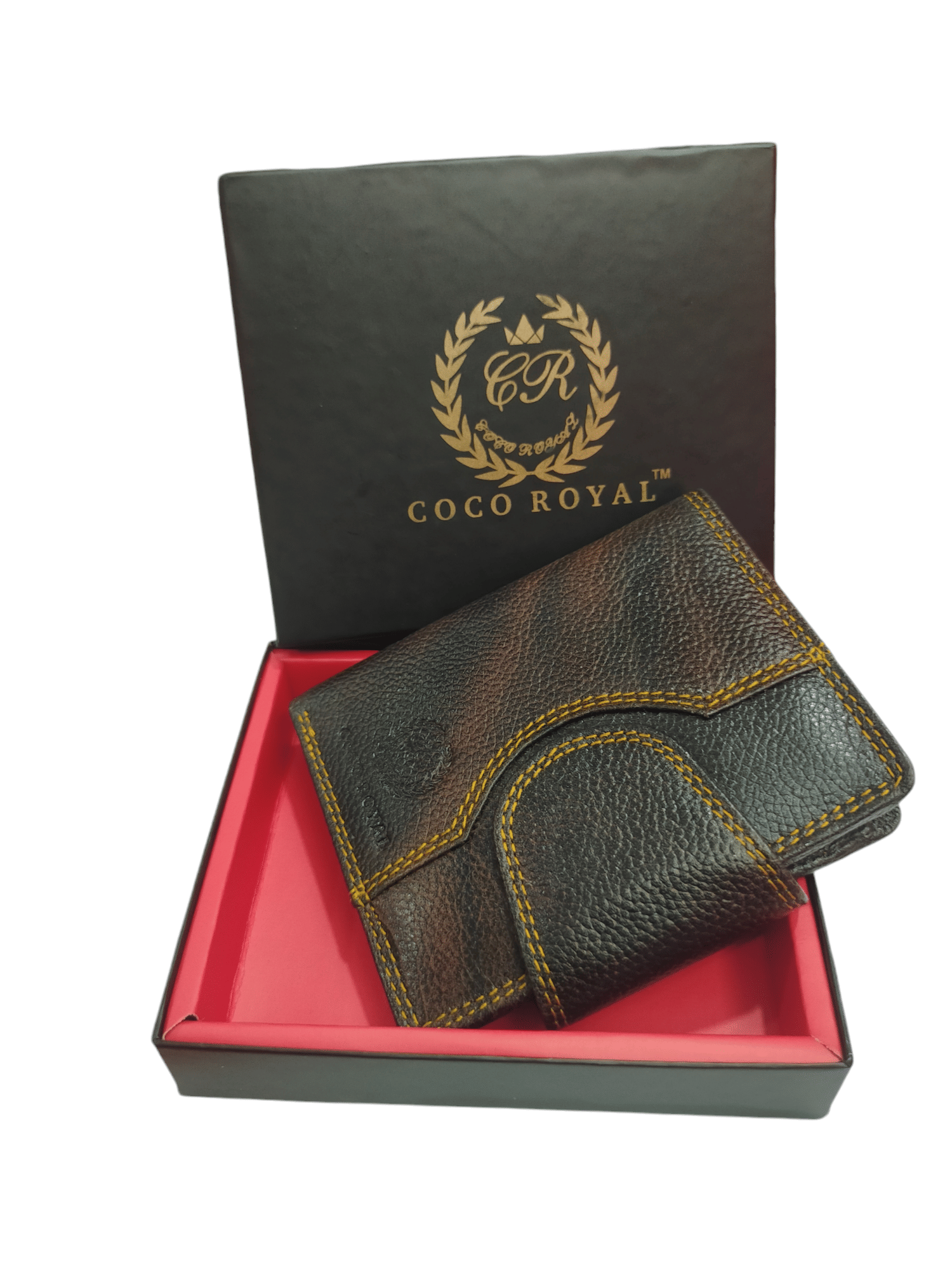     			COCO ROYAL 100% Leather Printed Men's Two Fold Wallet With More Than 10 Slots For Card ( Brown , Pack of 1 )
