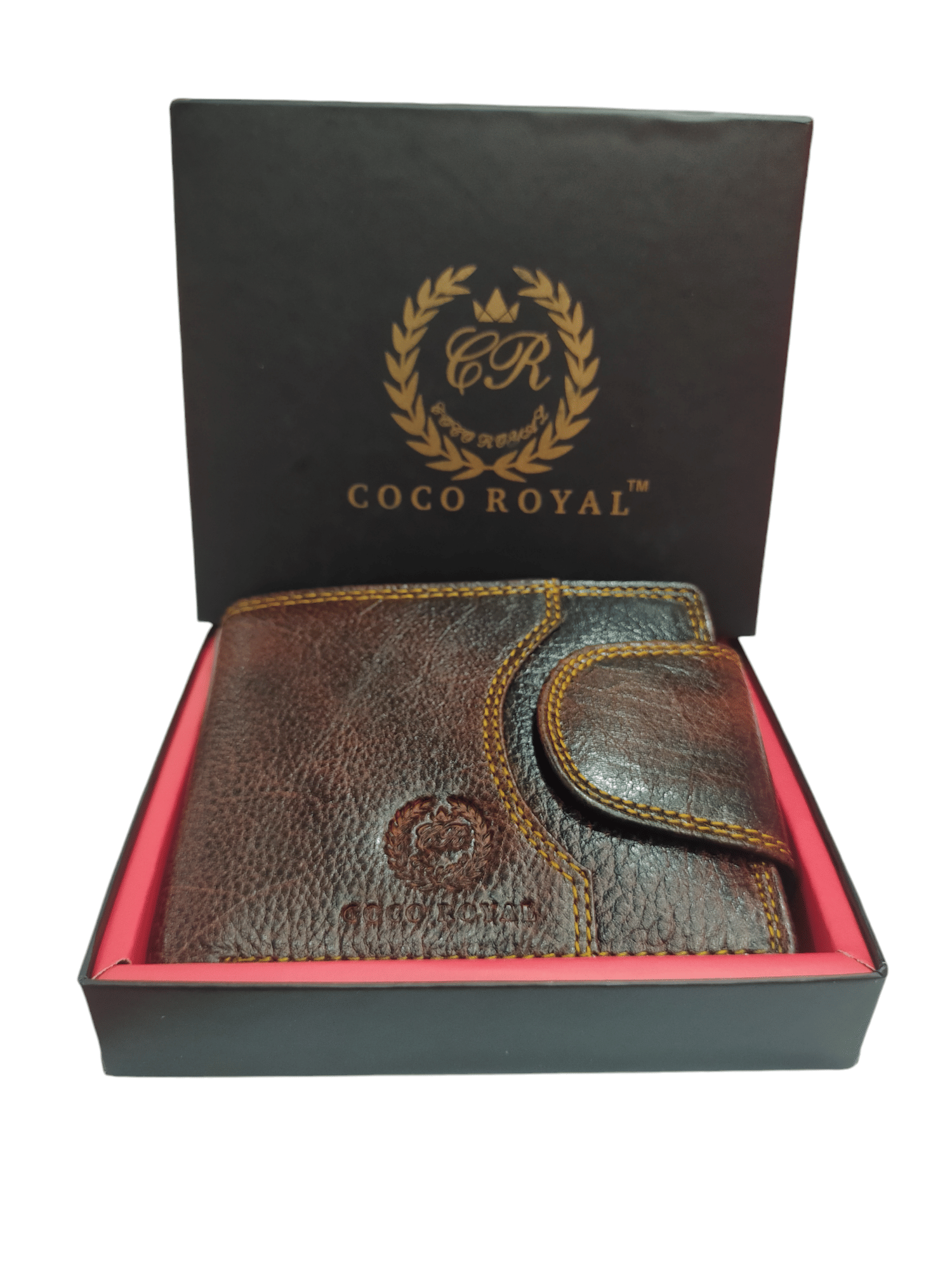     			COCO ROYAL 100% Leather Printed Men's Two Fold Wallet With More Than 10 Slots For Card ( Brown , Pack of 1 )