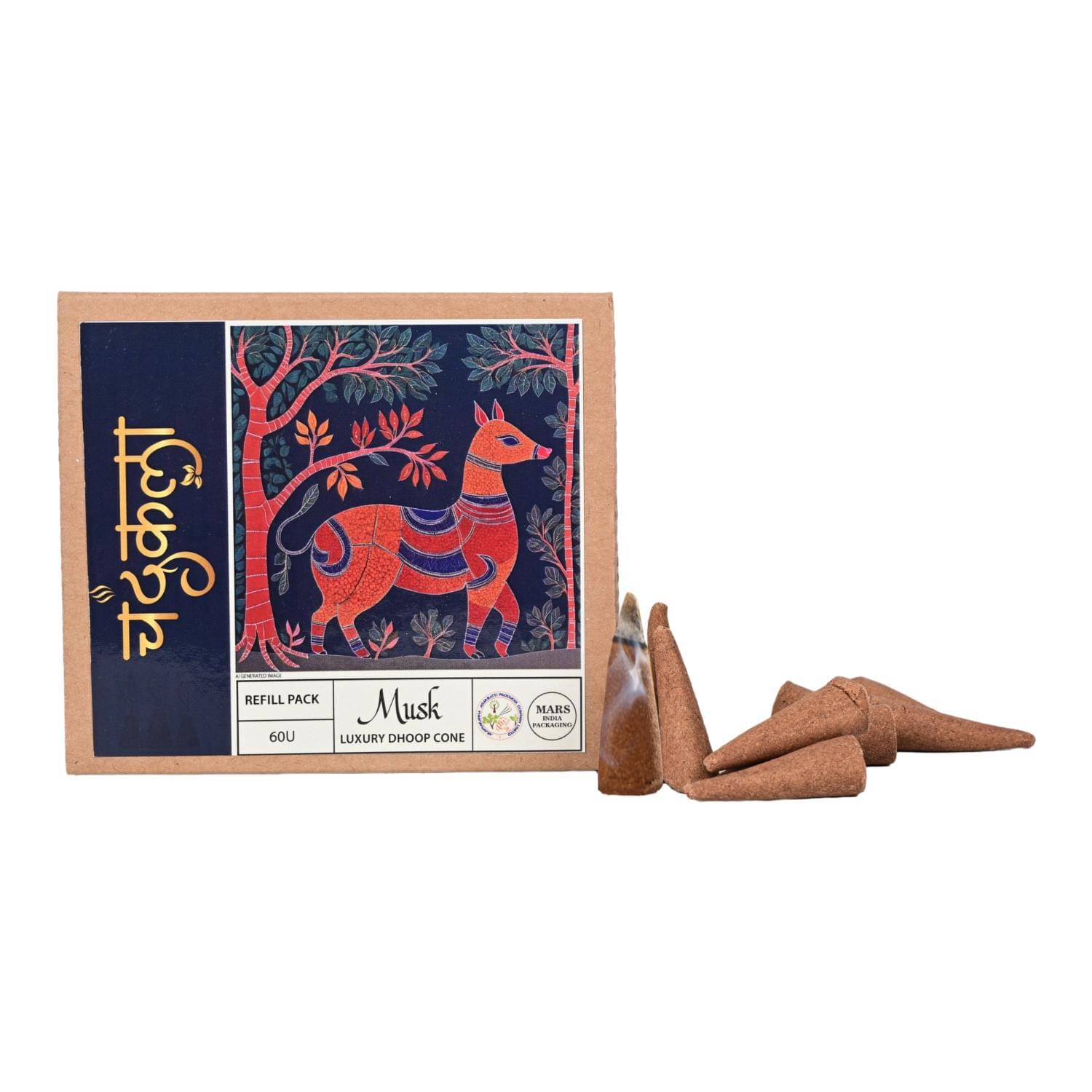     			Chandrakala Incense Dhoop Cone Musk 60 Pieces ( Pack of 1 )