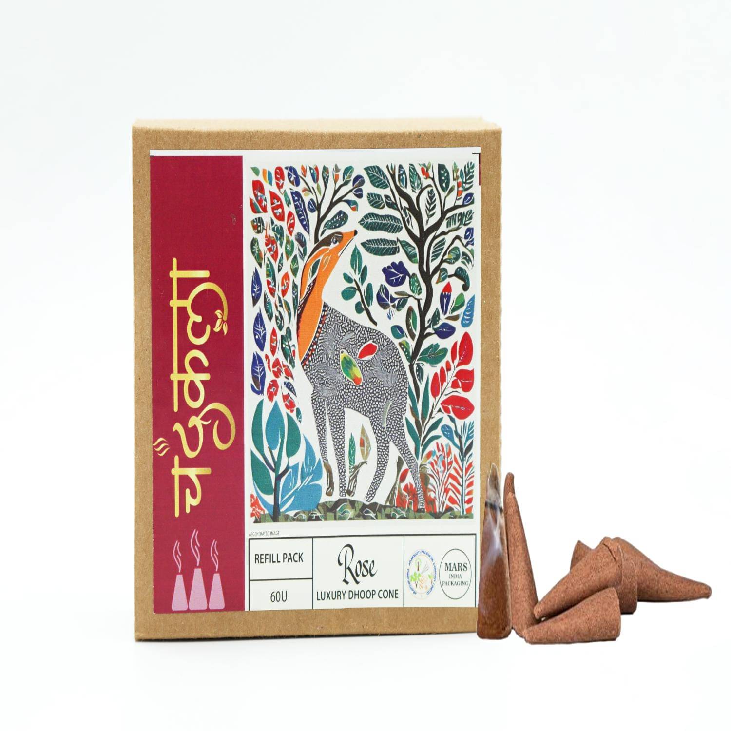     			Chandrakala Incense Dhoop Cone Rose 60 Pieces ( Pack of 1 )