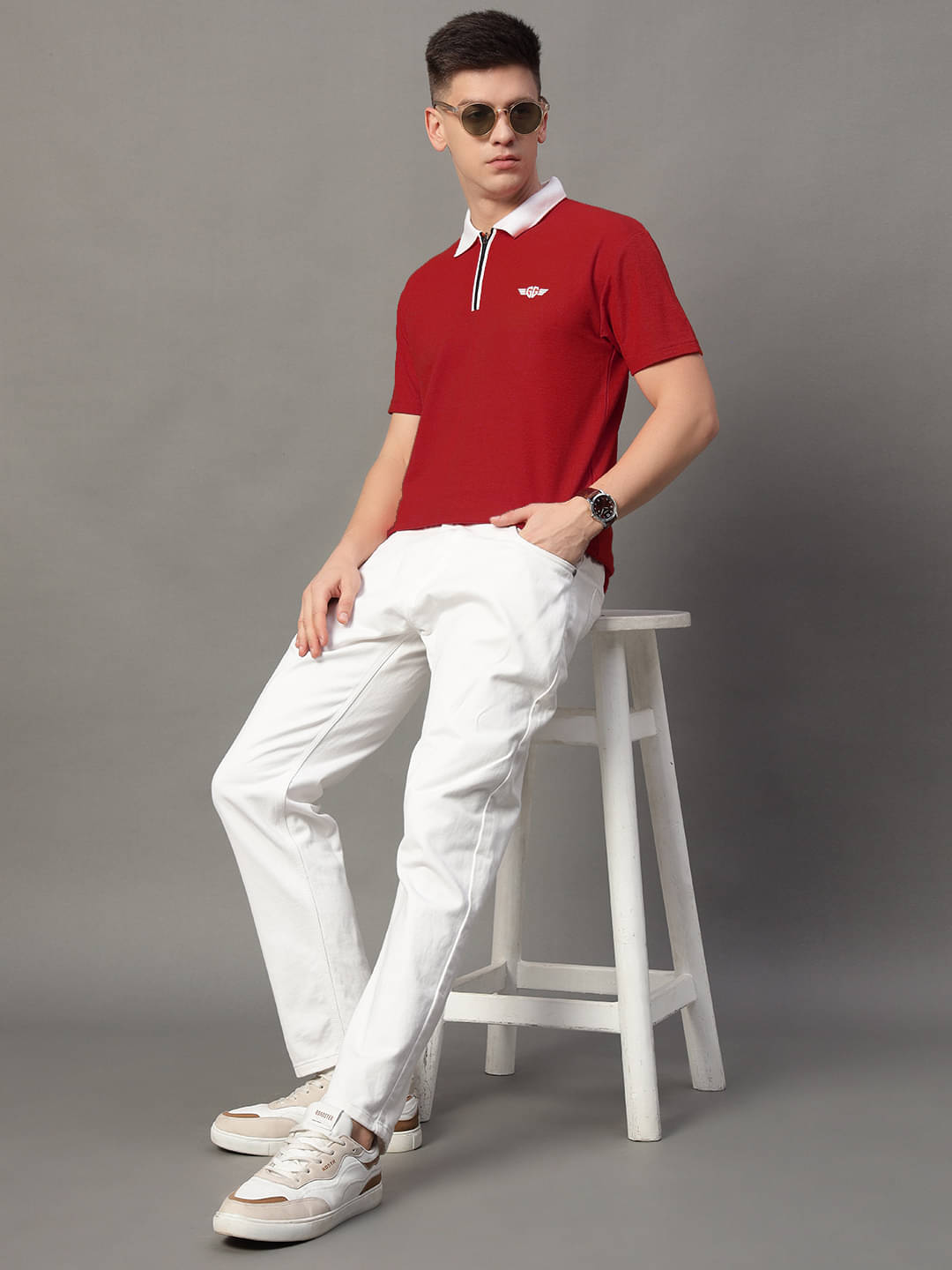     			GET GOLF Pack of 1 Cotton Blend Regular Fit Solid Half Sleeves Men's Polo T Shirt ( Red )