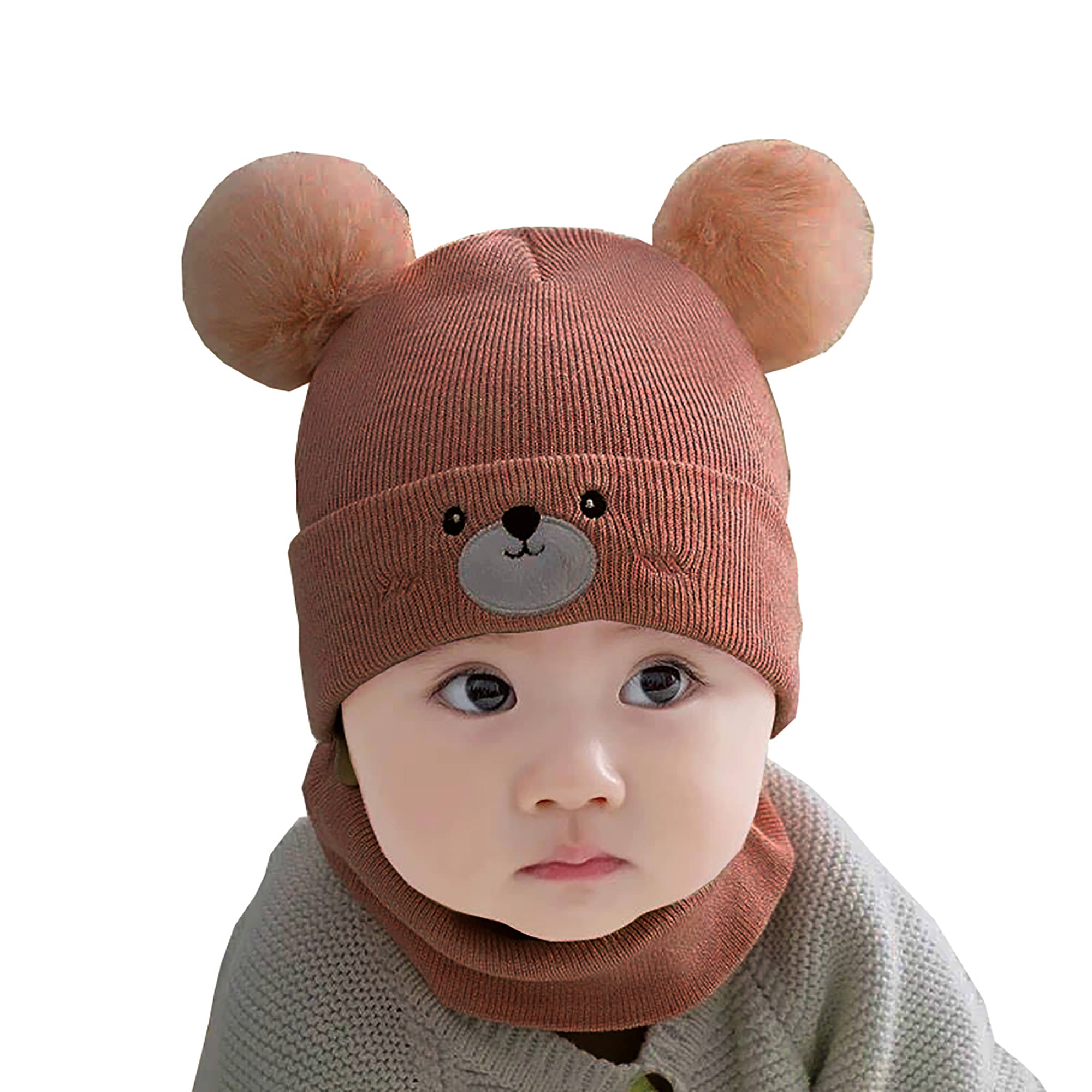    			Infispace Baby's Woolen Skull Beanie Teddy Cap with Neck Warmer | Knit Woolen Hat Cap Neck Scarf Soft Wool Warm for Boys & Girs (Age: 6 Months to 4 Years)winter cap cap for kids kids cap