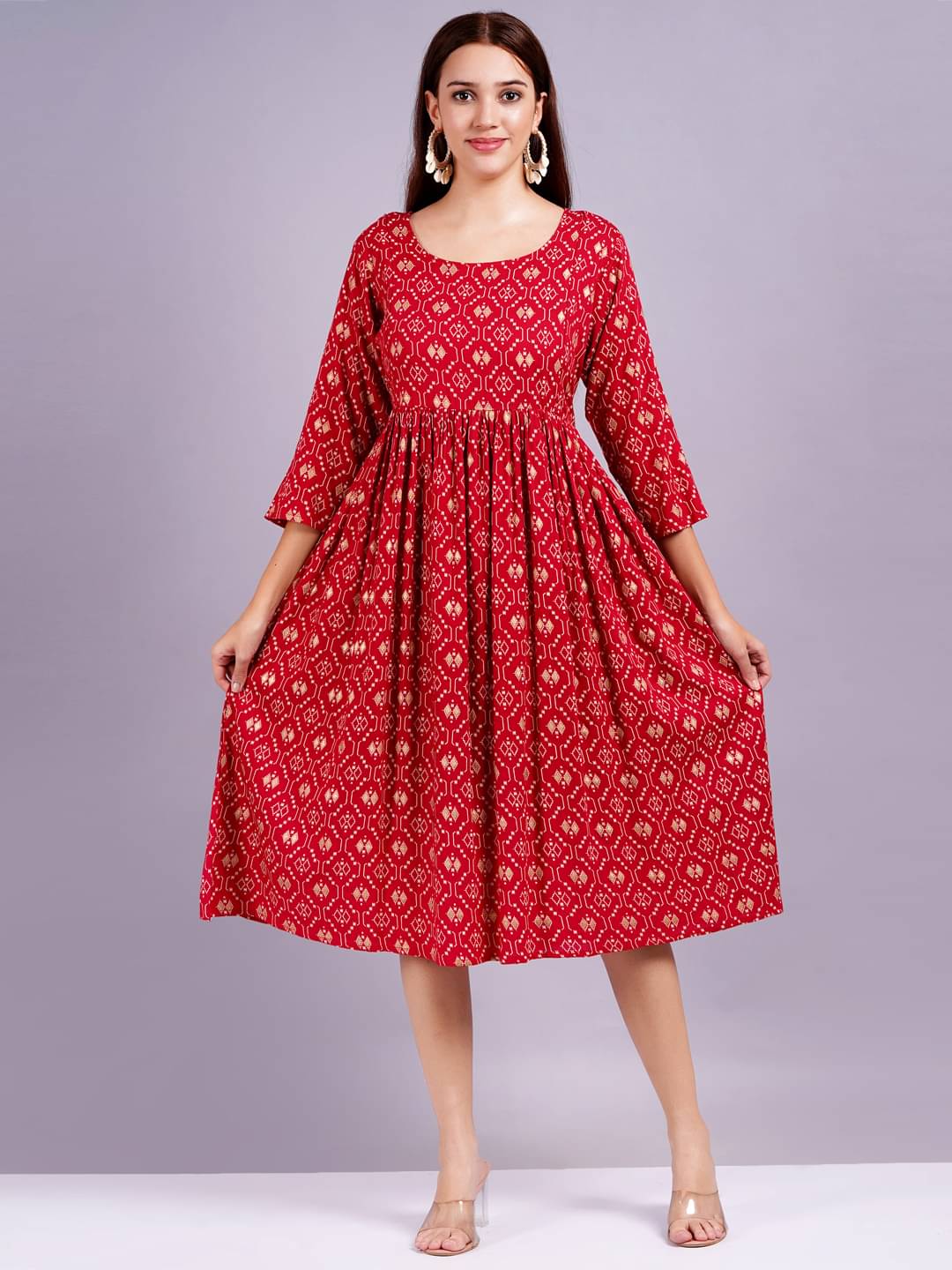 JAI SHIVAM TRADERS Red Viscose Women's Maternity Dress ( Pack of 1 ) JAI SHIVAM TRADERS Red Viscose Women's Maternity Dress ( Pack of 1 )