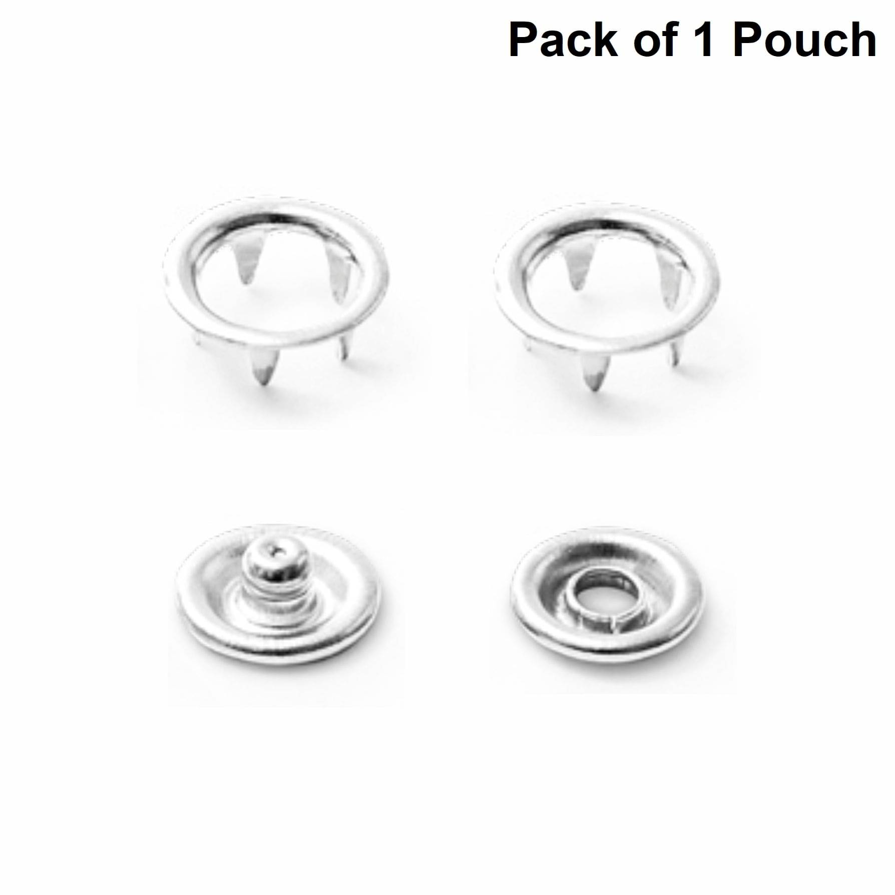 Jyoti Prong Snap Open-Ring Cap (100 Sets of Size 16 Line/10.5mm of Brass Material in Nickel Finish in a Pouch) Closures & Connectors, No-Sew Button Fasteners for Tailoring/Sewing, etc. - Pack of 1 Pouch Jyoti Prong Snap Open-Ring Cap (100 Sets of Size 16 Line/10.5mm of Brass Material in Nickel Finish in a Pouch) Closures & Connectors, No-Sew Button Fasteners for Tailoring/Sewing, etc. - Pack of 1 Pouch