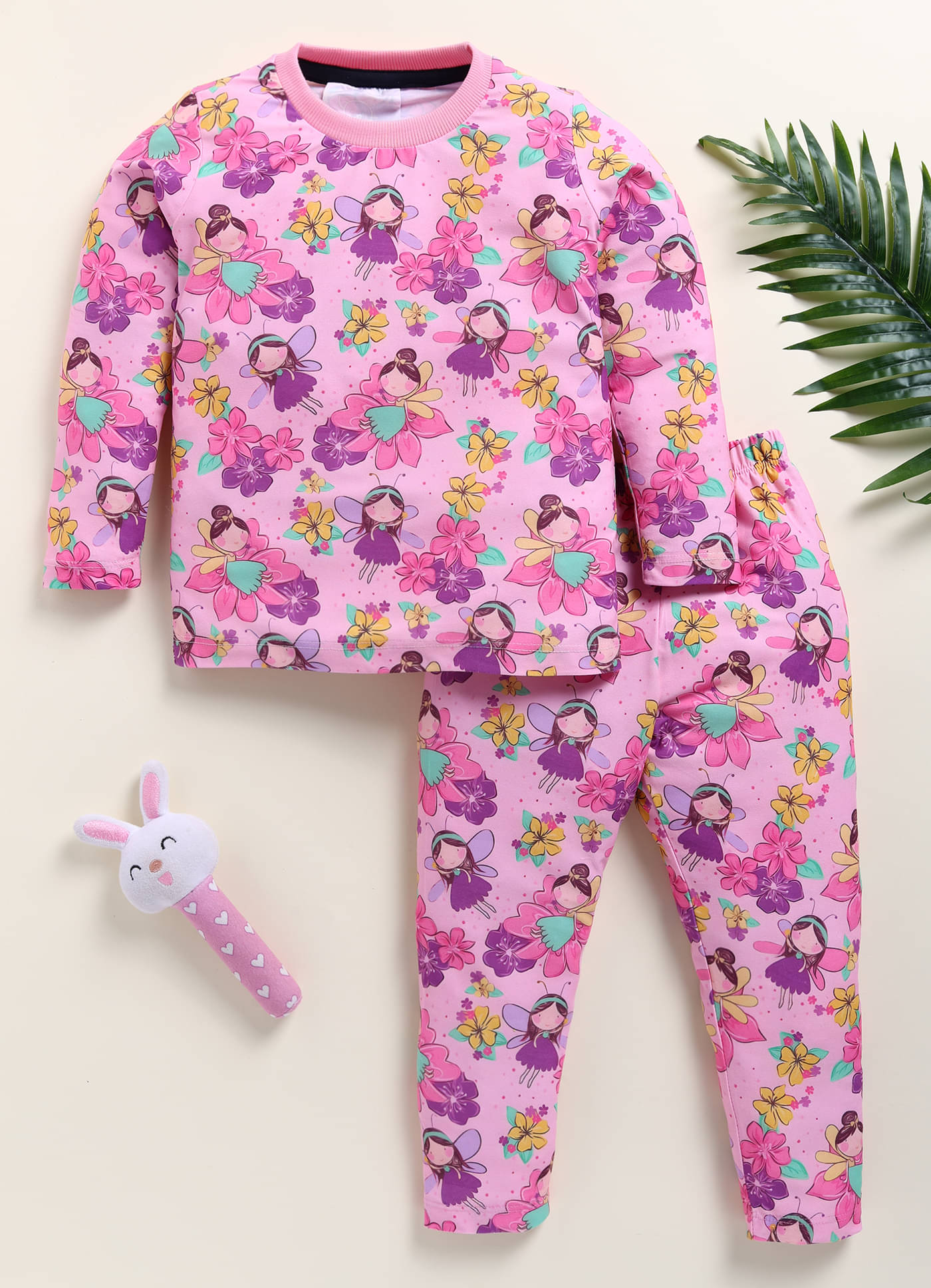     			Lazy Shark Pack of 1 Girls Cotton Night Suit Set ( Pink )