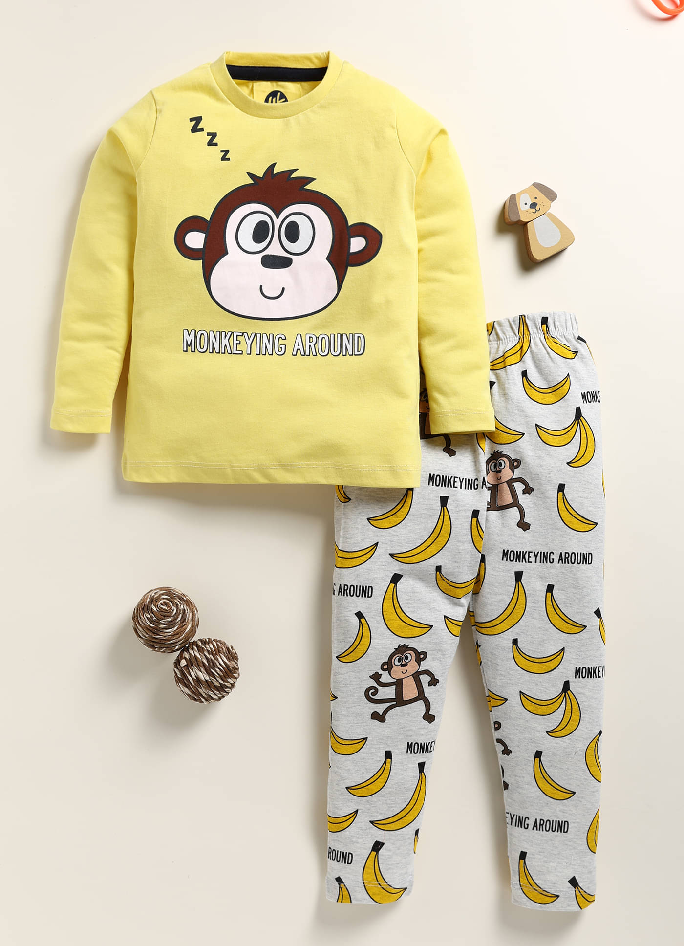     			Lazy Shark Pack of 1 Boys Cotton Blend Nightsuit Set ( Yellow )