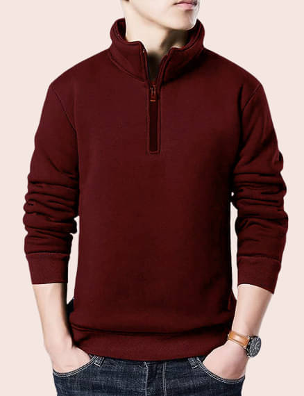     			Lecowar Fleece High Neck Men's Sweatshirt - Maroon ( Pack of 1 )