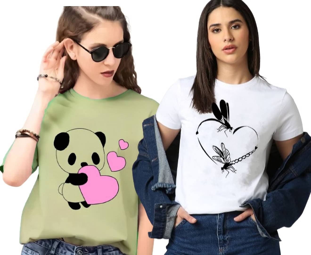 Lecowar Women Polyester Printed Regular Fit Round Neck T-Shirt ( Multi Color ) Lecowar Women Polyester Printed Regular Fit Round Neck T-Shirt ( Multi Color )