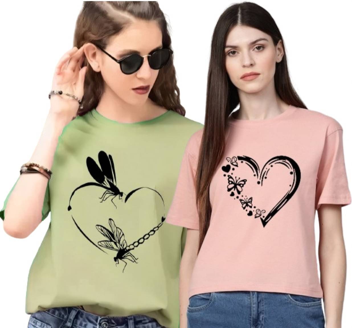     			Lecowar Women Polyester Printed Regular Fit Round Neck T-Shirt ( Multi Color )