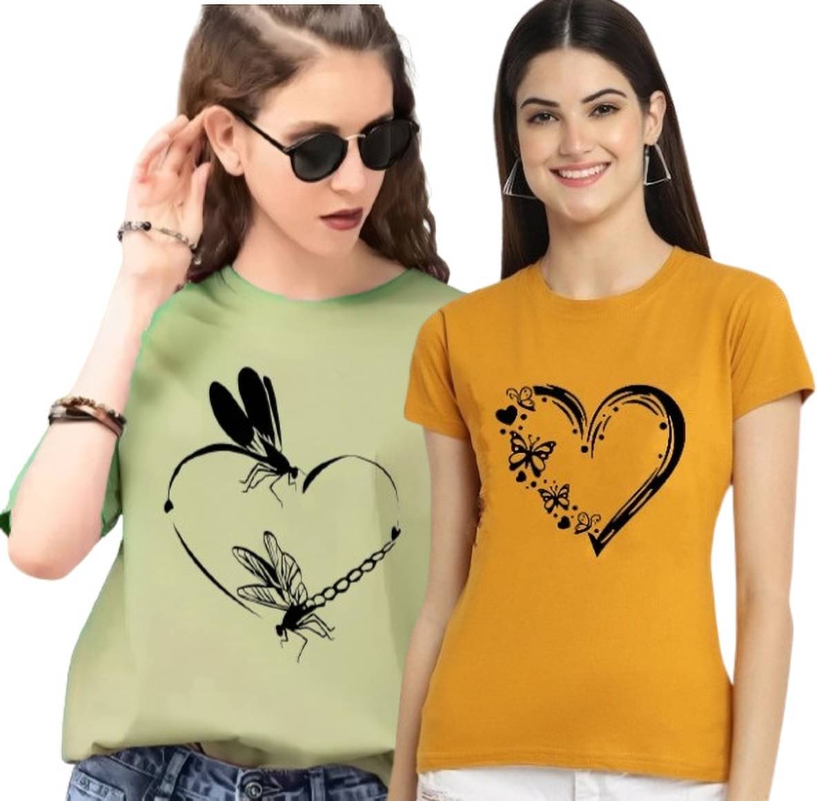     			Lecowar Women Polyester Printed Regular Fit Round Neck T-Shirt ( Multi Color )