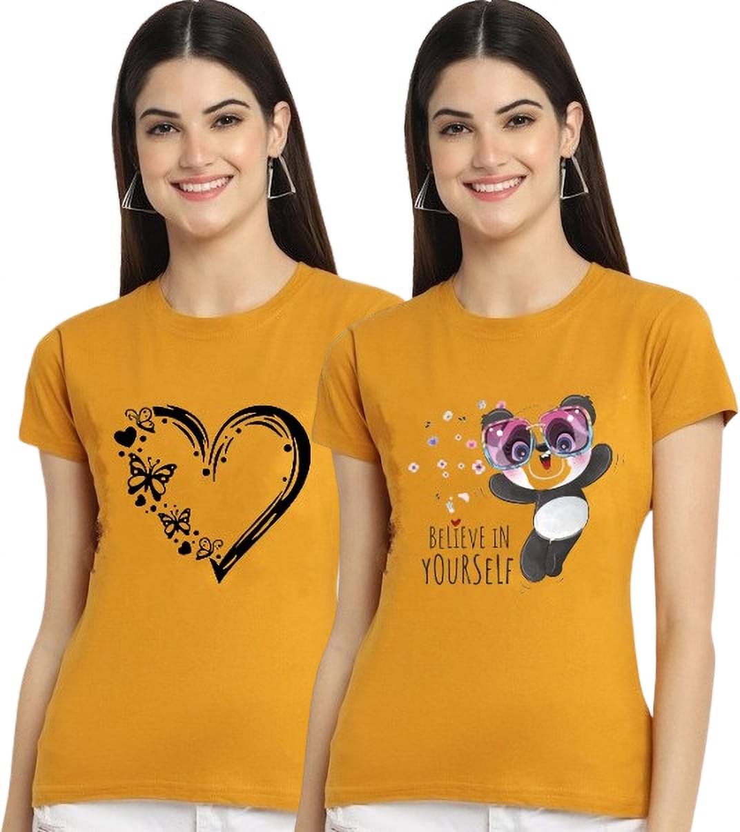 Lecowar Women Polyester Printed Regular Fit Round Neck T-Shirt ( Multi Color ) Lecowar Women Polyester Printed Regular Fit Round Neck T-Shirt ( Multi Color )