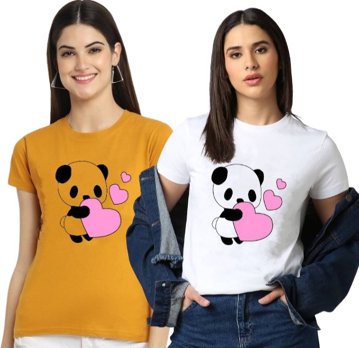 Lecowar Women Polyester Printed Regular Fit Round Neck T-Shirt ( Multi Color )     			Lecowar Women Polyester Printed Regular Fit Round Neck T-Shirt ( Multi Color )