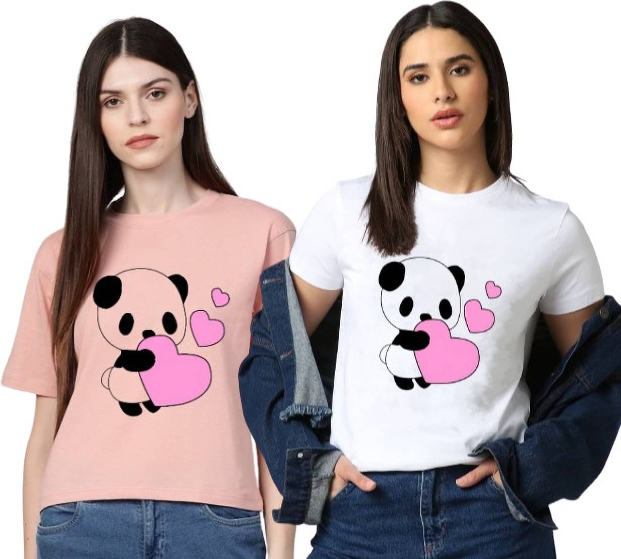     			Lecowar Women Polyester Printed Regular Fit Round Neck T-Shirt ( Multi Color )