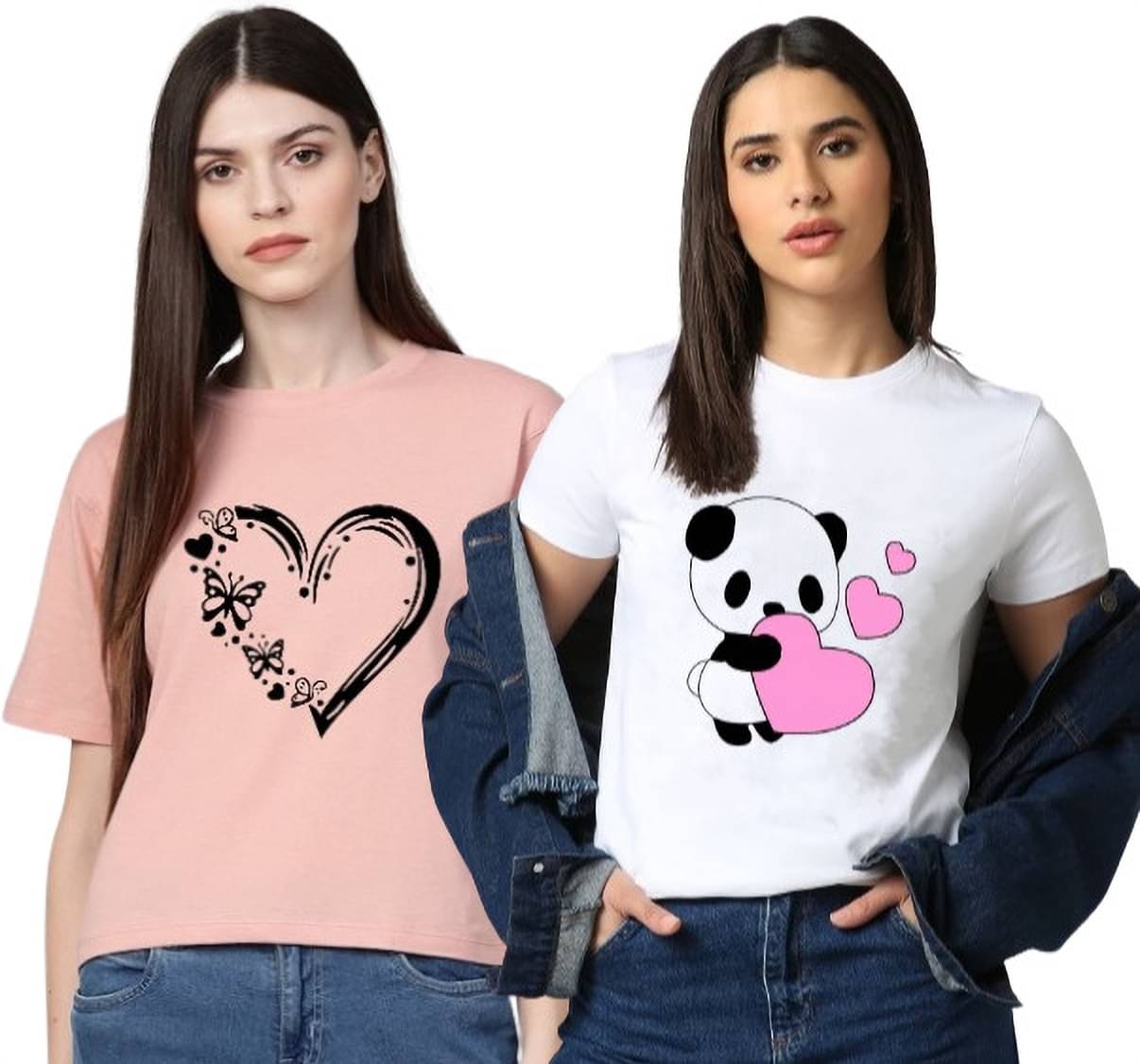     			Lecowar Women Polyester Printed Regular Fit Round Neck T-Shirt ( Off White )