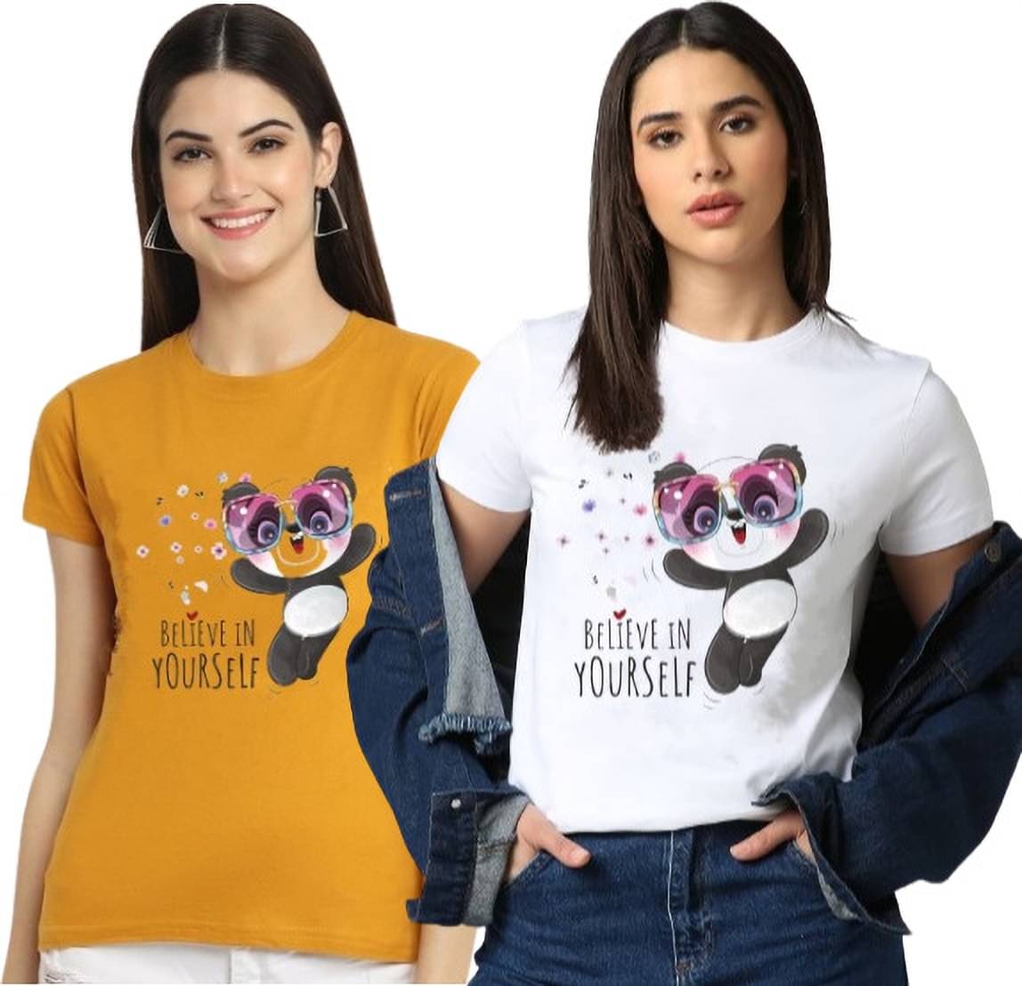 Lecowar Women Polyester Printed Regular Fit Round Neck T-Shirt ( Off White ) Lecowar Women Polyester Printed Regular Fit Round Neck T-Shirt ( Off White )