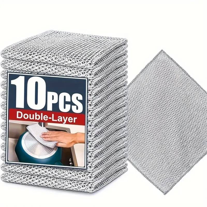     			Lenon 12Pcs Double-Layer Stainless Steel Regular Scrub