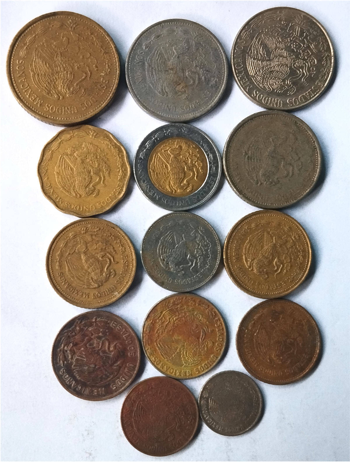     			MEXICO 14 DIFFERENT COINS SET