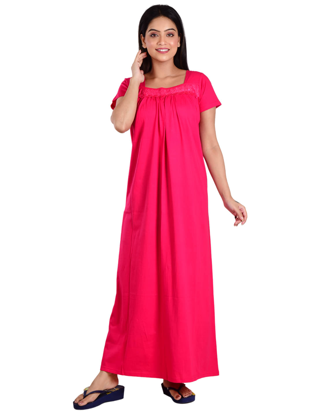 PIYALI'S CREATION WOMEN'S Pink Hosiery Women's Nightwear Nighty & Night Gowns ( Pack of 1 ) PIYALI'S CREATION WOMEN'S Pink Hosiery Women's Nightwear Nighty & Night Gowns ( Pack of 1 )