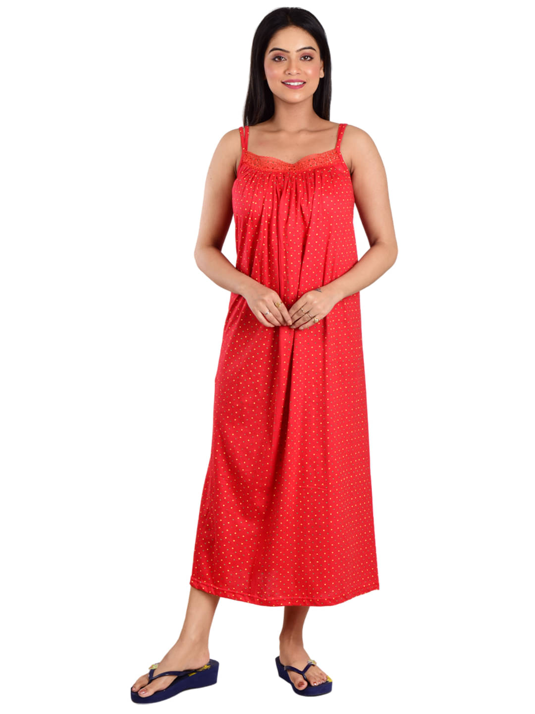 PIYALI'S CREATION WOMEN'S Red Hosiery Women's Nightwear Nighty & Night Gowns ( Pack of 1 ) PIYALI'S CREATION WOMEN'S Red Hosiery Women's Nightwear Nighty & Night Gowns ( Pack of 1 )