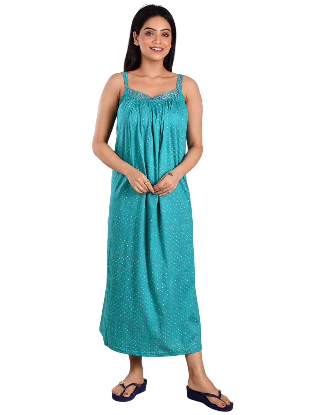 PIYALI'S CREATION WOMEN'S Blue Hosiery Women's Nightwear Nighty & Night Gowns ( Pack of 1 )     			PIYALI'S CREATION WOMEN'S Blue Hosiery Women's Nightwear Nighty & Night Gowns ( Pack of 1 )
