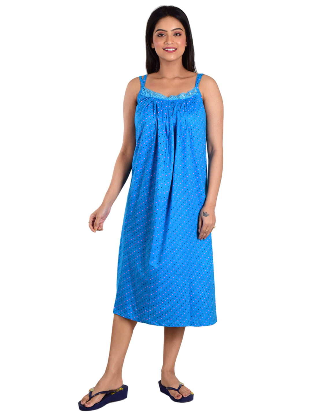     			PIYALI'S CREATION WOMEN'S Blue Hosiery Women's Nightwear Nighty & Night Gowns ( Pack of 1 )