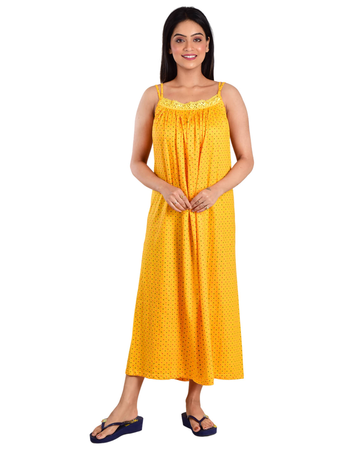     			PIYALI'S CREATION WOMEN'S Yellow Hosiery Women's Nightwear Nighty & Night Gowns ( Pack of 1 )