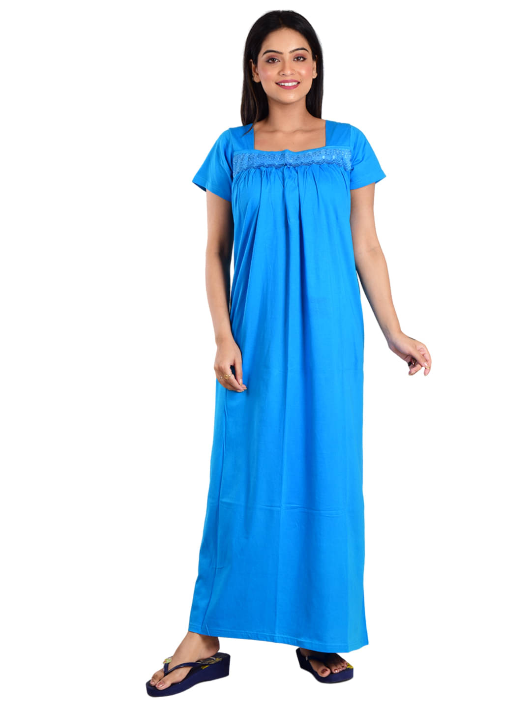    			PIYALI'S CREATION WOMEN'S Light Blue Hosiery Women's Nightwear Nighty & Night Gowns ( Pack of 1 )