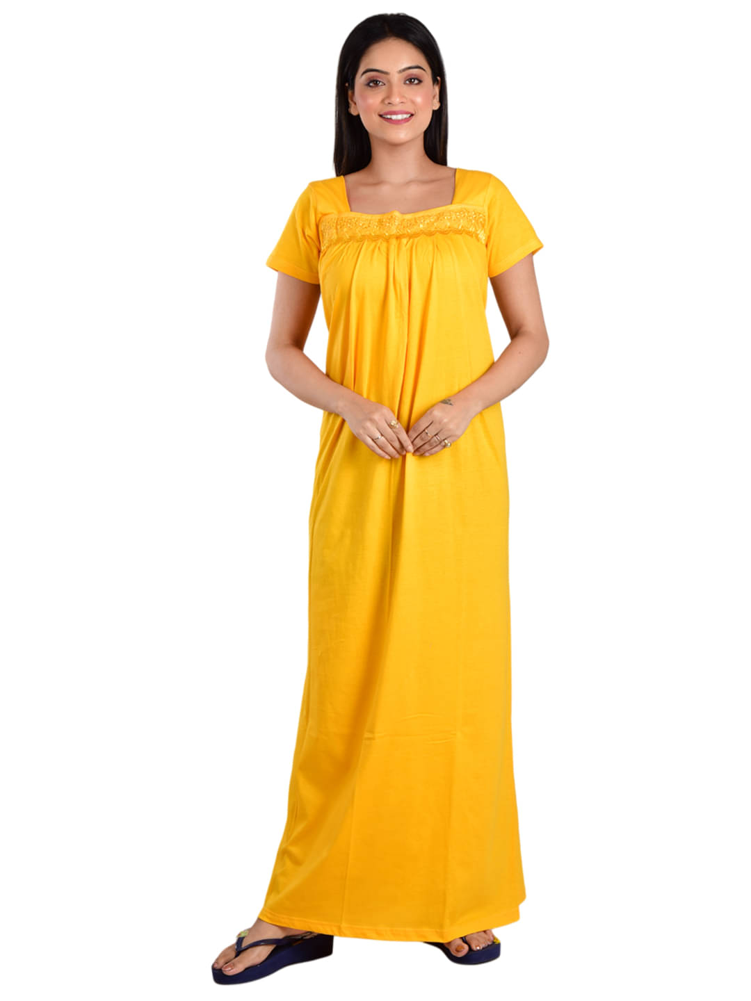     			PIYALI'S CREATION WOMEN'S Yellow Hosiery Women's Nightwear Nighty & Night Gowns ( Pack of 1 )