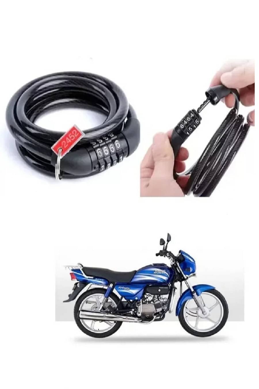     			Parcon Black Cable Type Helmet Lock - Non-Resettable Number Lock