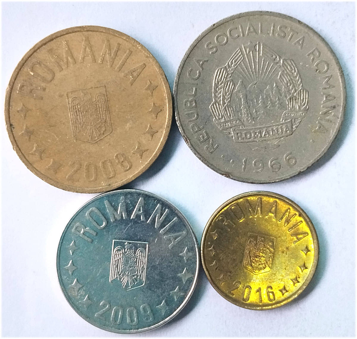     			ROMANIA 4 DIFFERENT COINS SET