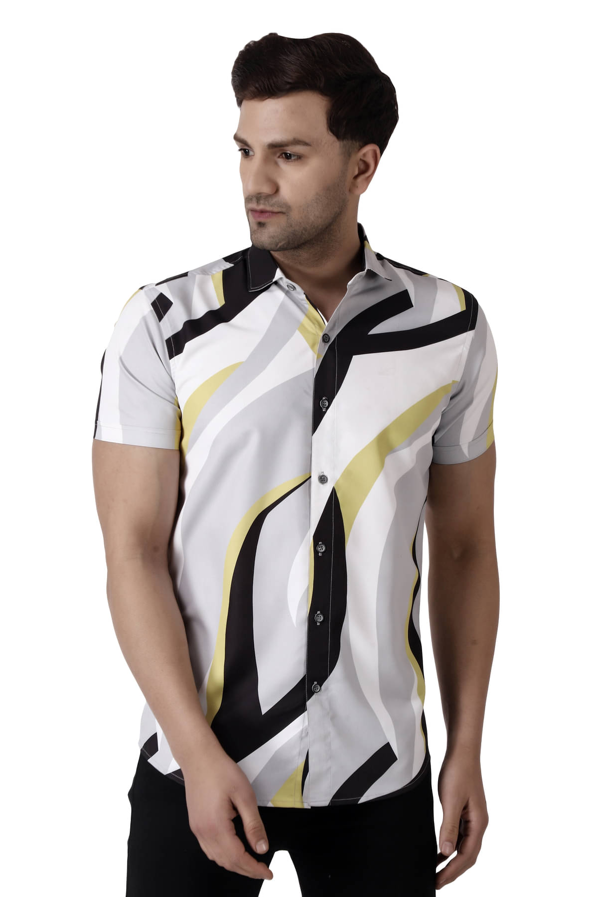     			SUR-T Cotton Blend Regular Fit Colorblock Half Sleeves Men's Casual Shirt - Yellow ( Pack of 1 )