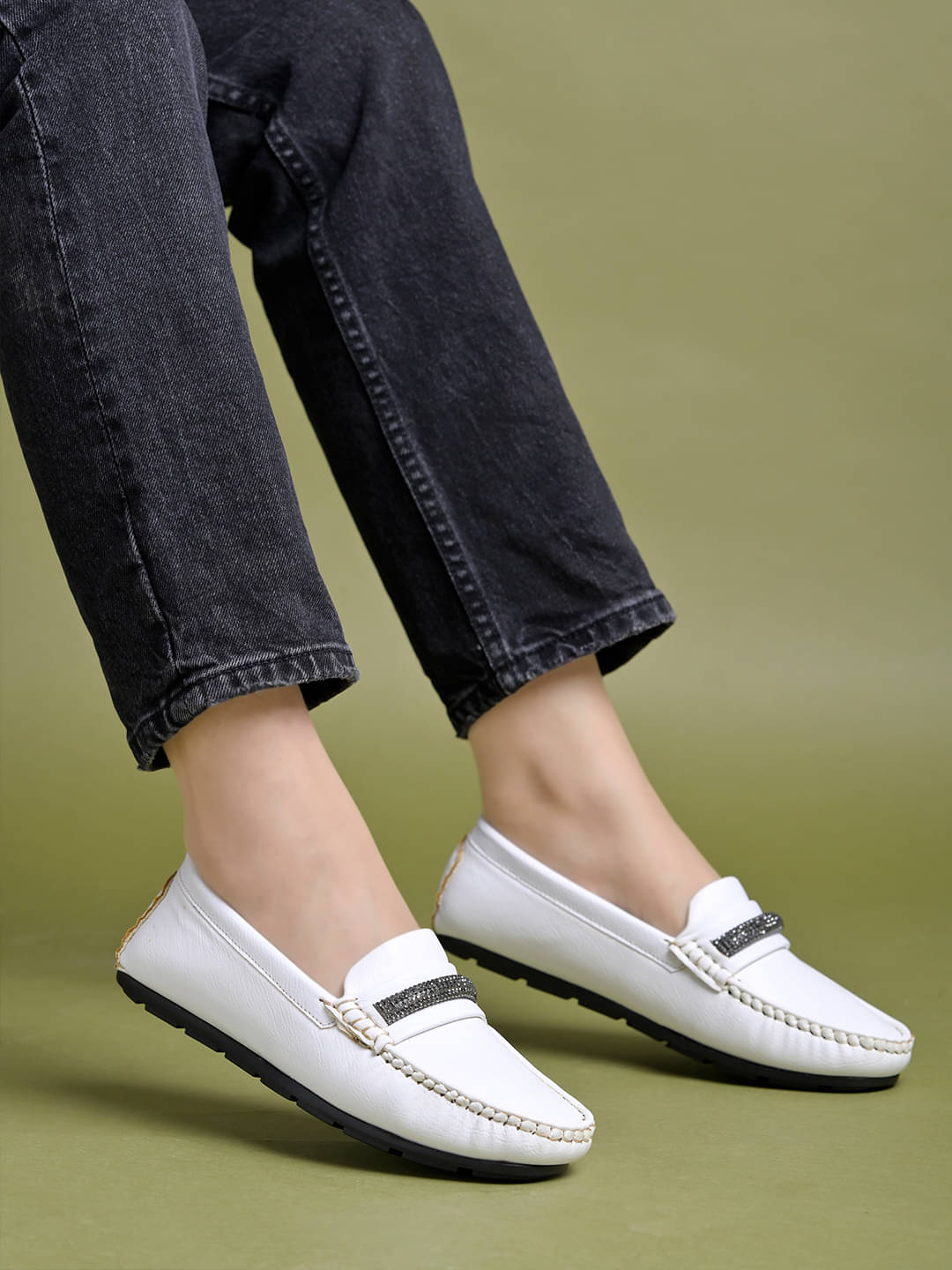    			Shoetopia White Women's Loafers