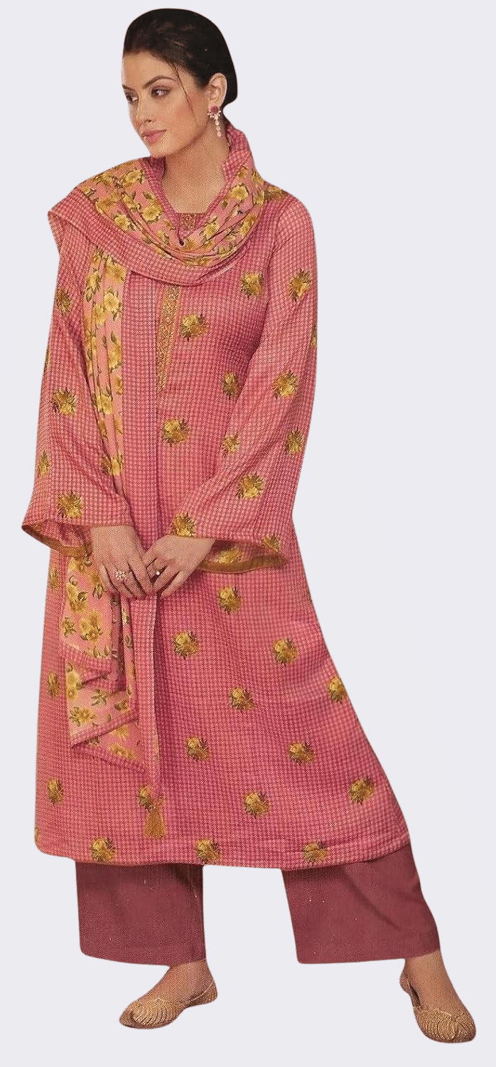     			Soul Essence Unstitched Woollen Printed Dress Material - Pink ( Pack of 1 )