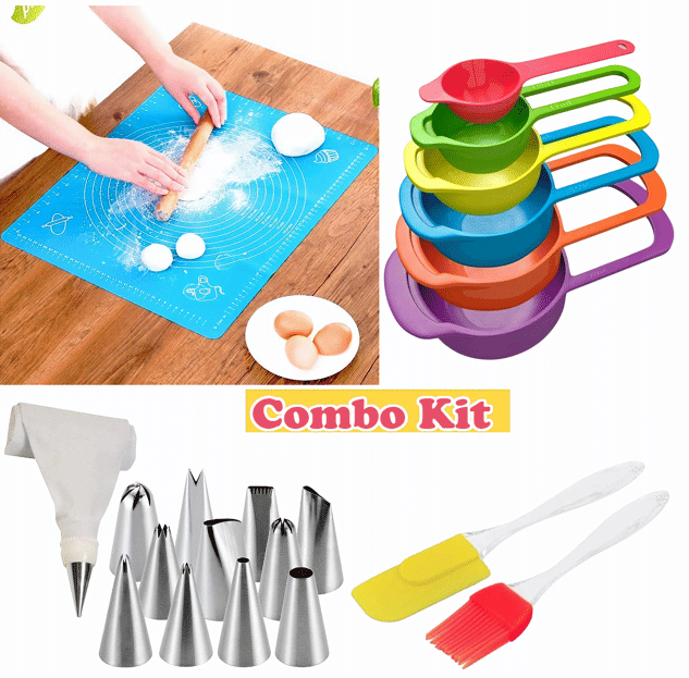     			Tapixaa Multicolor Silicone Roti Mat ,Measuring Cup, Cake Tool, Brush Spatula ( Set of 1 )