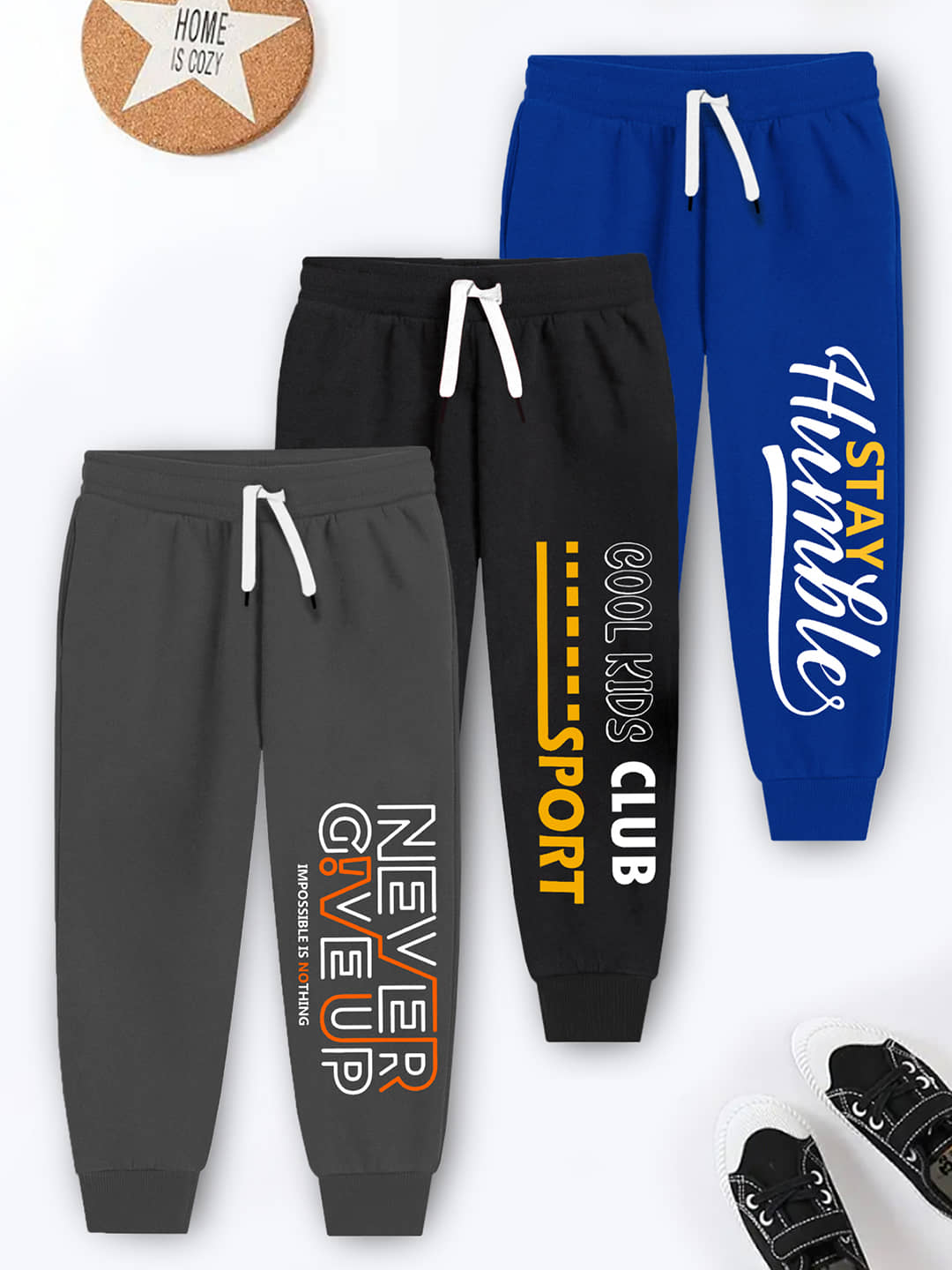 Trampoline Pack of 3 Boys Cotton Blend Trackpant ( Multicolor ) - Track Pants | Buy online on ZillyBuy