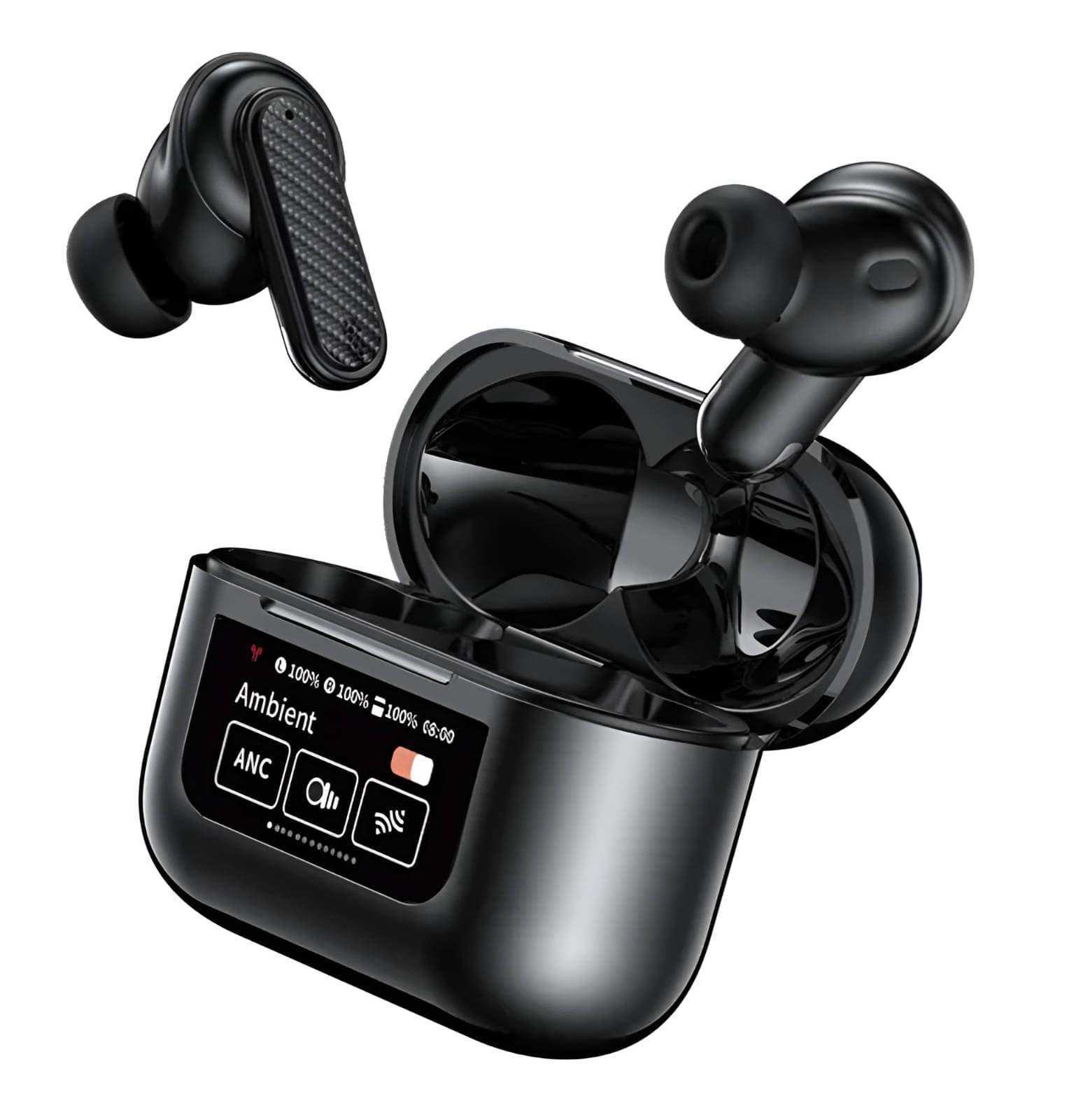     			VERONIC Touch Screen ANC+ENC Bluetooth True Wireless (TWS) In Ear 48 Hours Playback Auto pairLight weight IPX4(Splash & Sweat Proof) Black