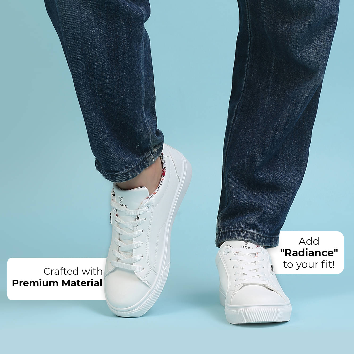     			Yoho White Women's Sneakers