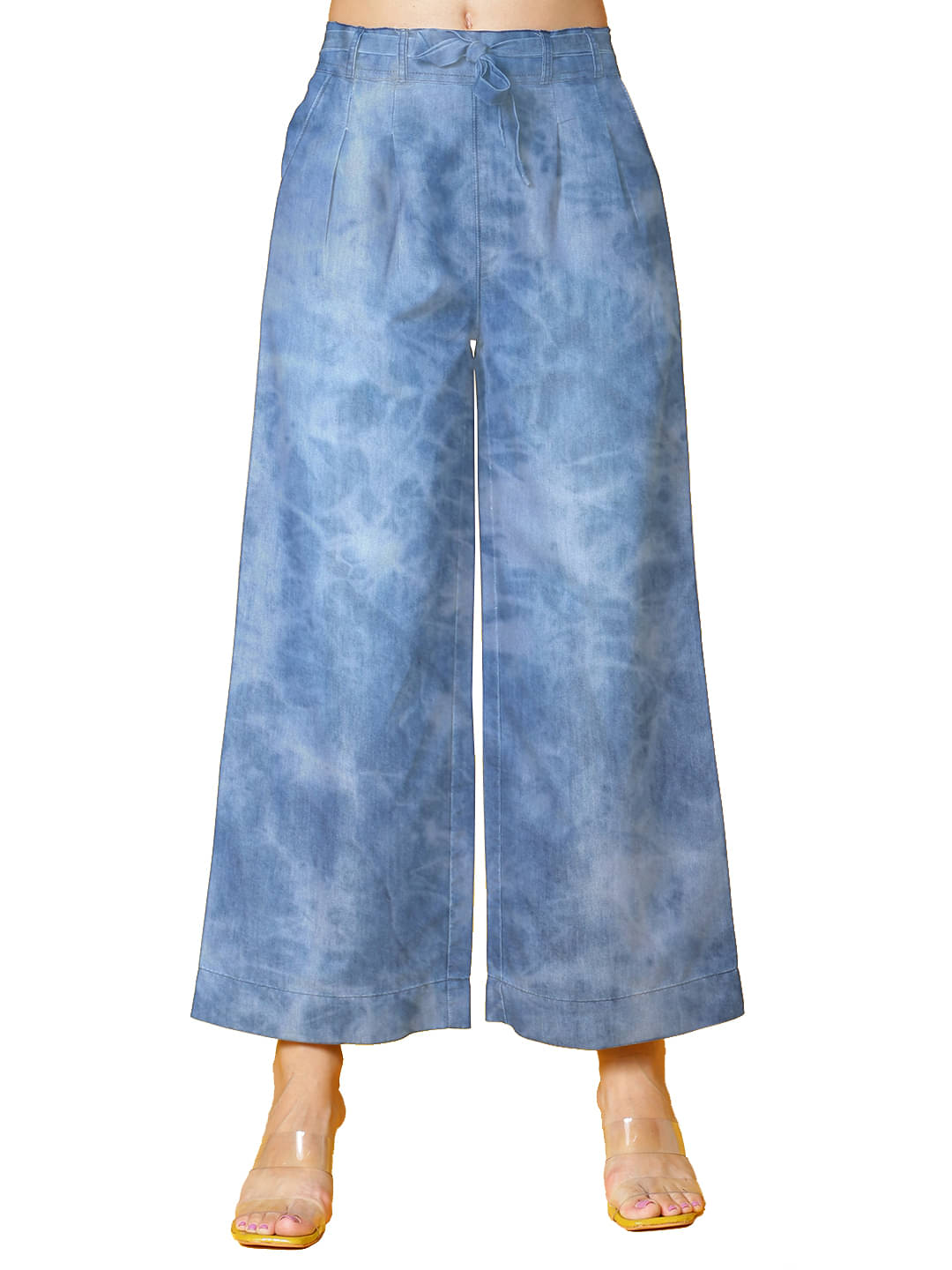     			novio Blue Denim Wide leg Women's Palazzos ( Pack of 1 )
