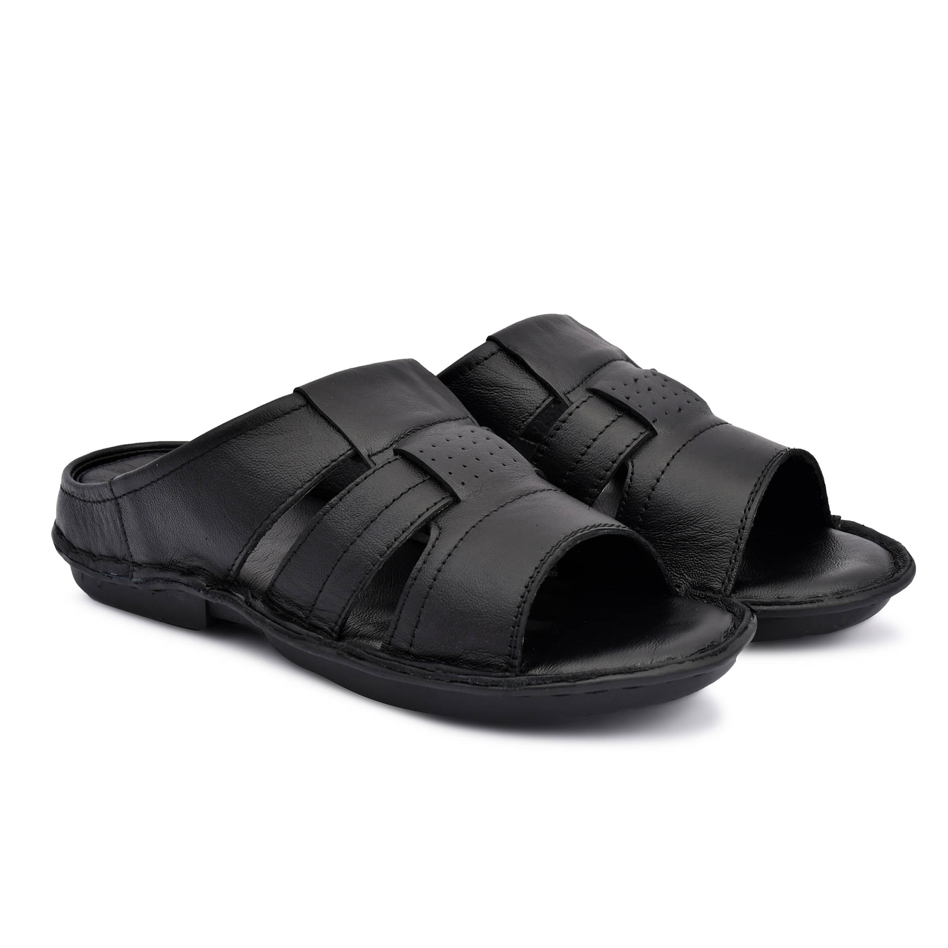     			obuca Black Men's Leather Slipper