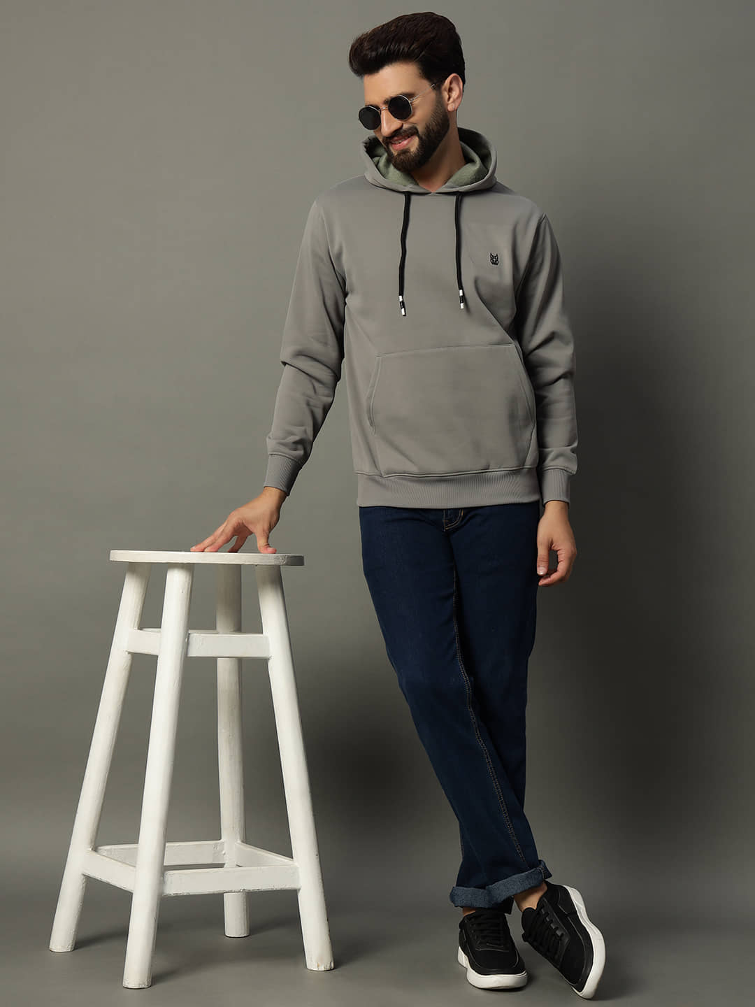 stelvin Cotton Blend Hooded Men's Sweatshirt - Navy Blue ( Pack of 1 )