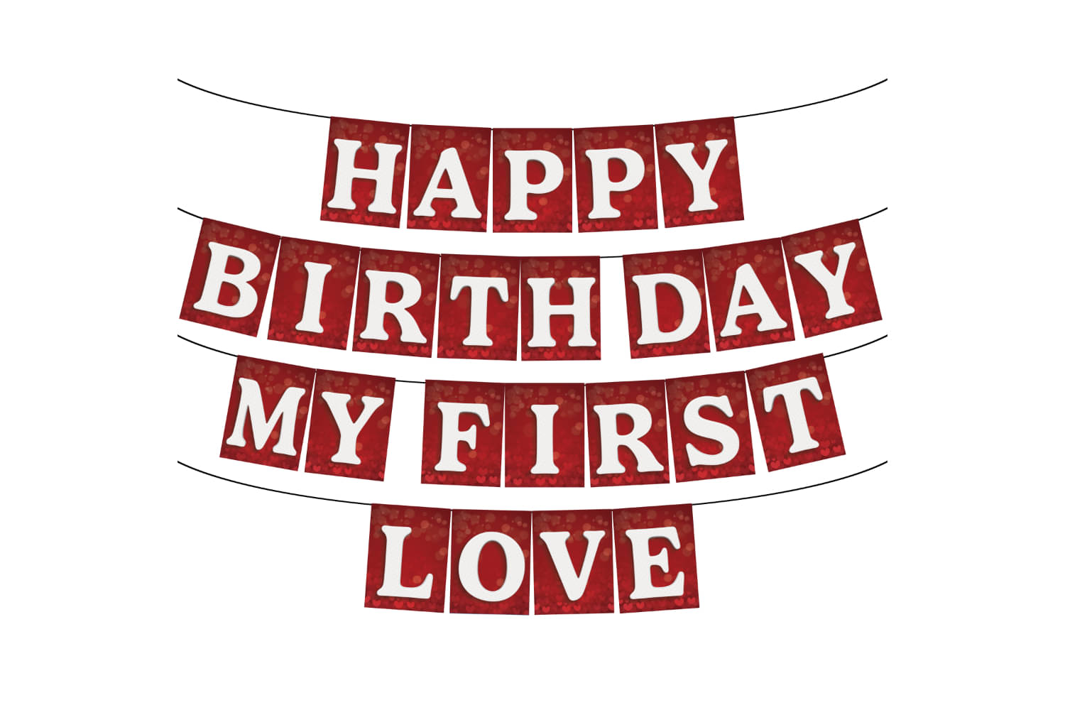     			1iAM Happy Birthday Decoration Items For Mother - Pack of 2 | Exclusive Red & White "HAPPY BIRTHDAY MY FIRST LOVE" Paper Banner with Small Ring Ribbon | Birthday Decoration For Mom, Mummy, Amma, Maa