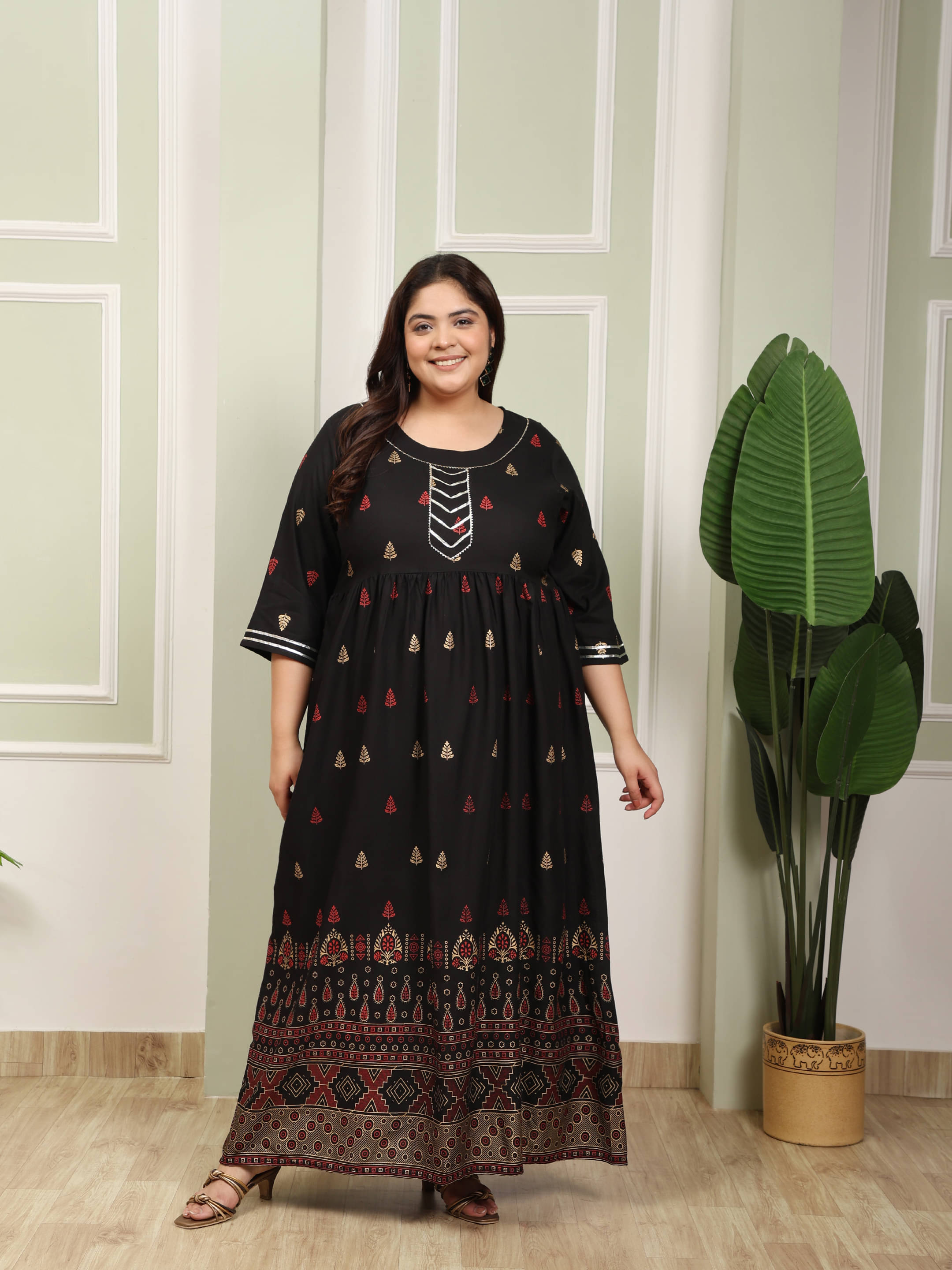     			Attire Fashions Women Cotton Printed Straight Kurti ( Black )
