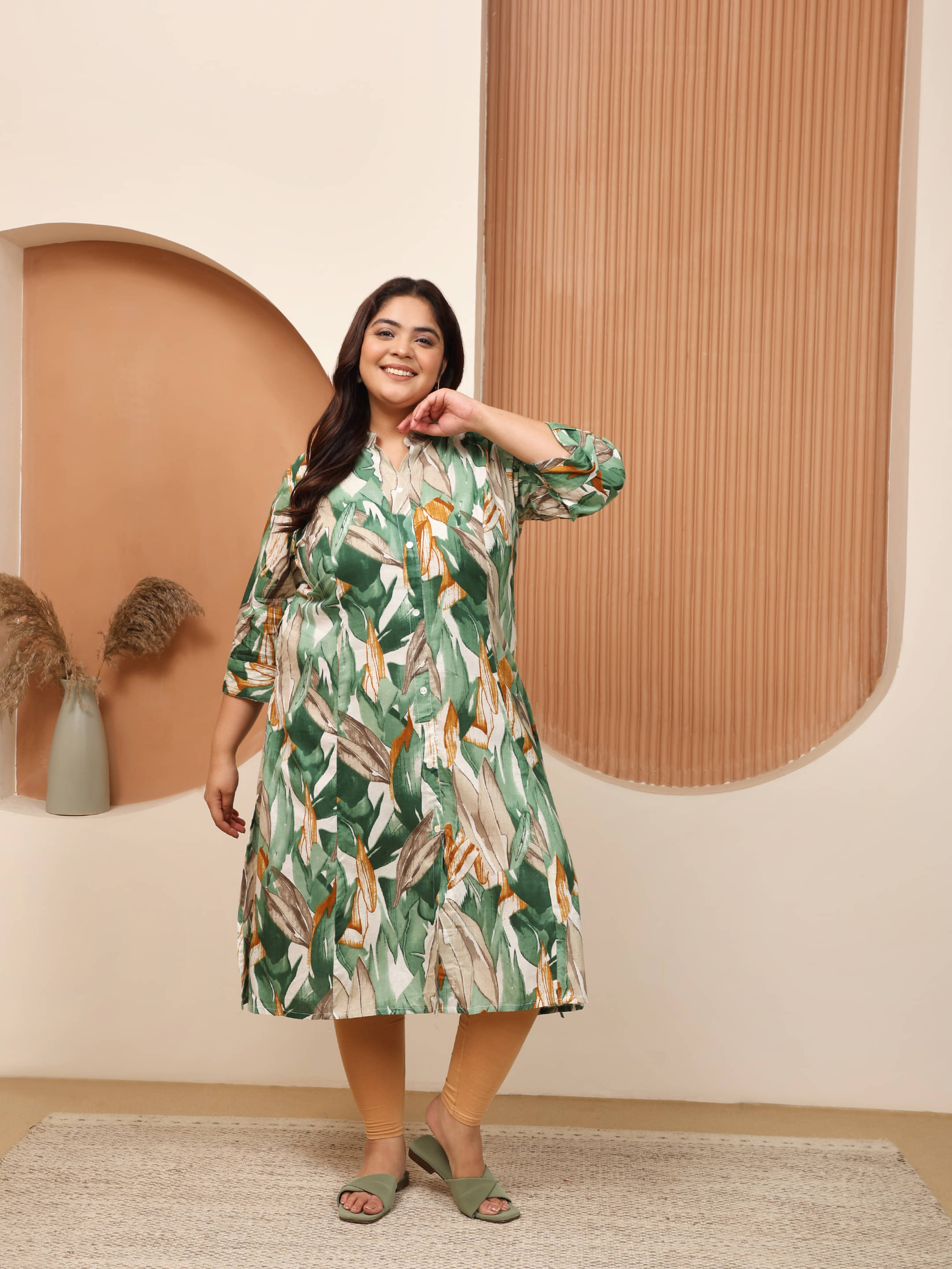     			Attire Fashions Women Cotton Printed Straight Kurti ( Green )