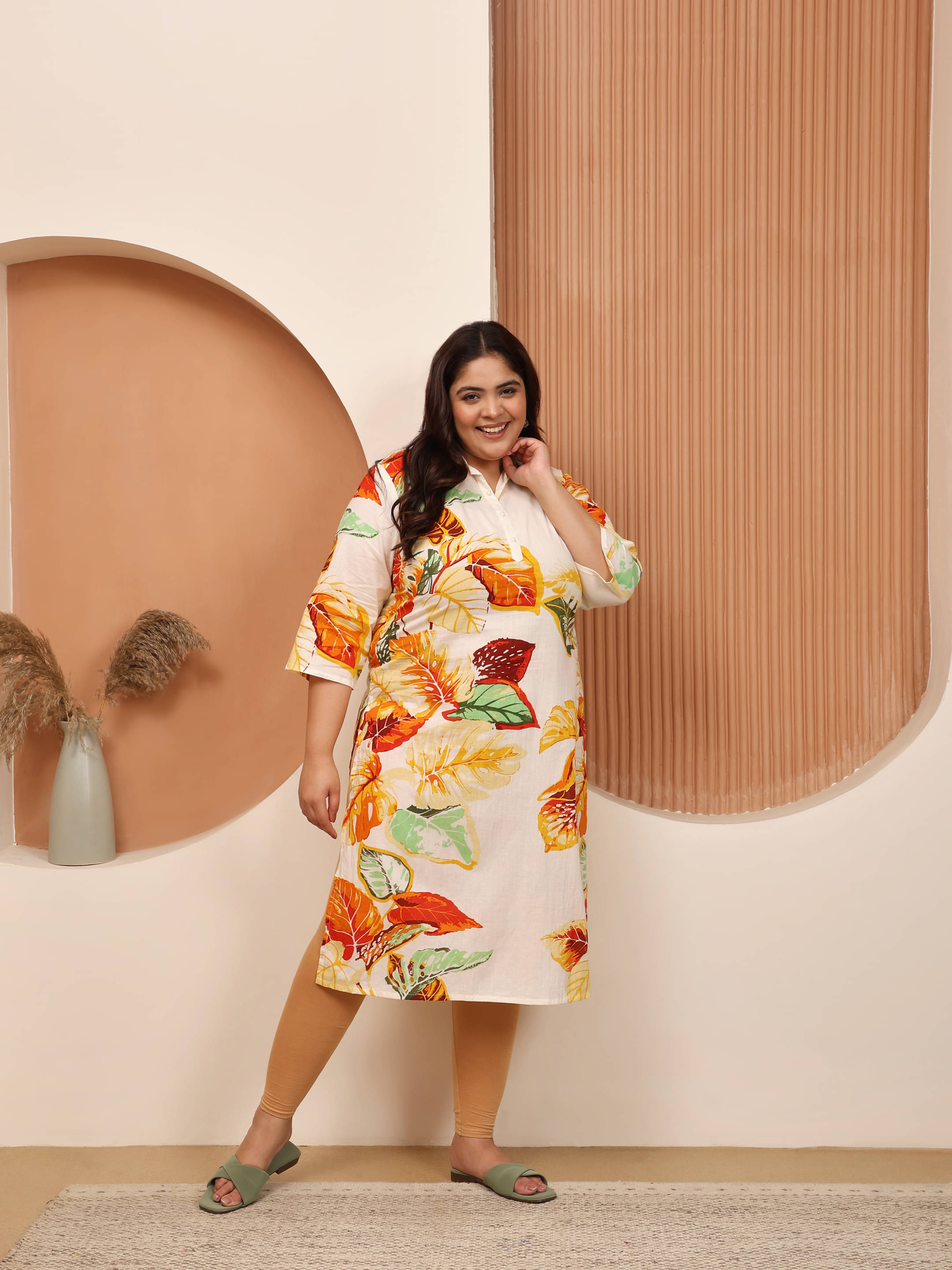     			Attire Fashions Women Cotton Printed Straight Kurti ( White )