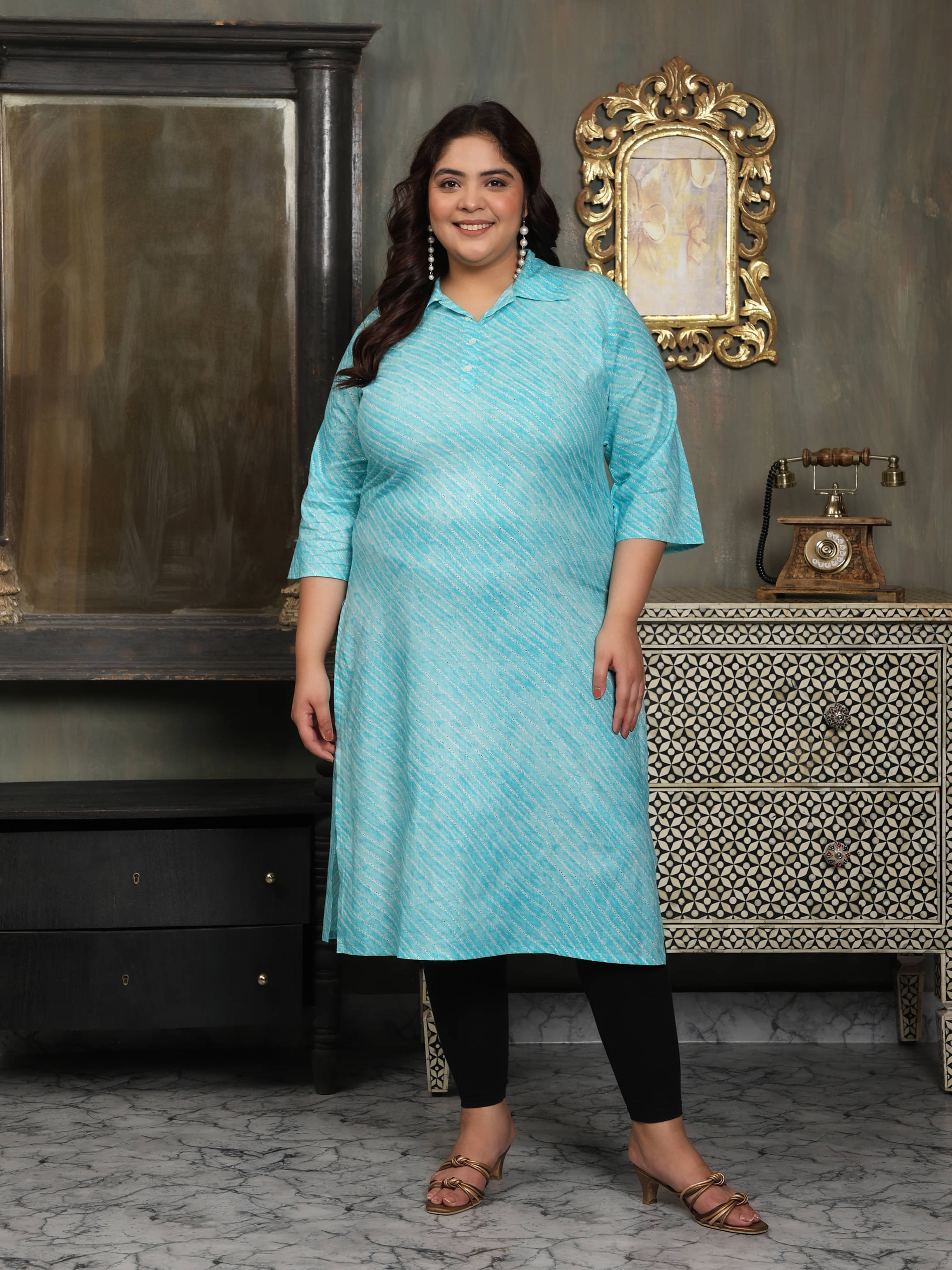 Attire Fashions Women Cotton Printed Straight Kurti ( Blue )     			Attire Fashions Women Cotton Printed Straight Kurti ( Blue )